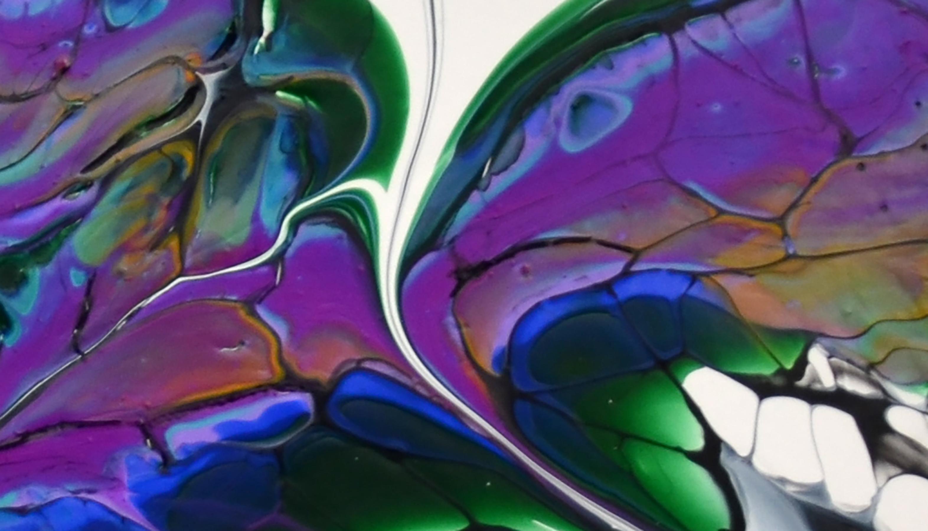 Danza nel vento, Pittura astratta - Abstract Painting Grigio di Linda McCord