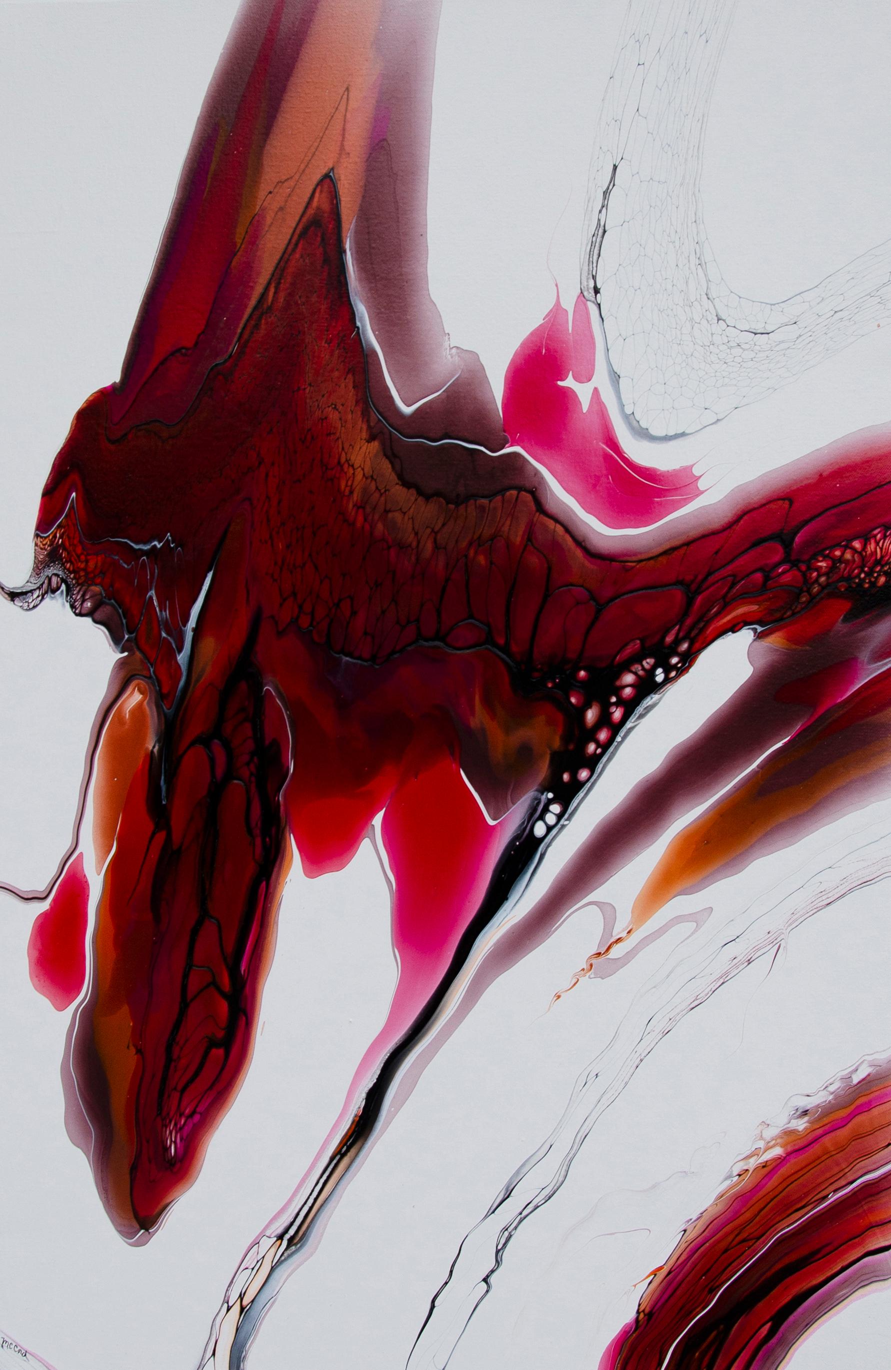 <p>Artist Comments<br>Artist Linda McCord explores the concept of forgotten ambitions in her Whiteout Dreams series. In this piece, Linda employs the acrylic pouring method and orchestrates an enticing dance between red, black, and white. "I paid