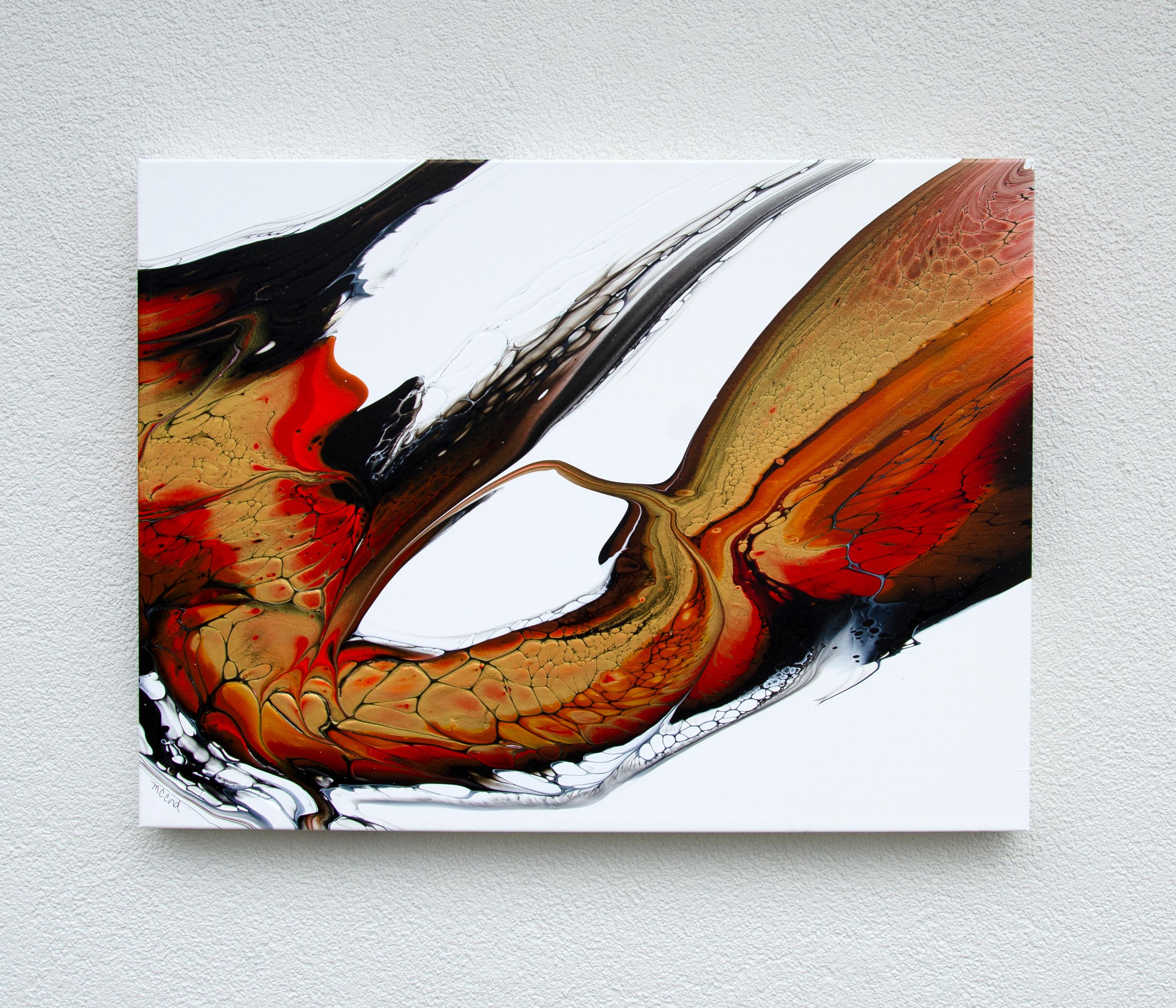 <p>Artist Comments<br />From artist Linda McCord's Dreams of Nature series, this artwork explores the concept of sleepwalking, with fluid streams of gold, orange, and yellow paint. A black bubble-like pattern adds dimension, while Lindaâ€™s custom