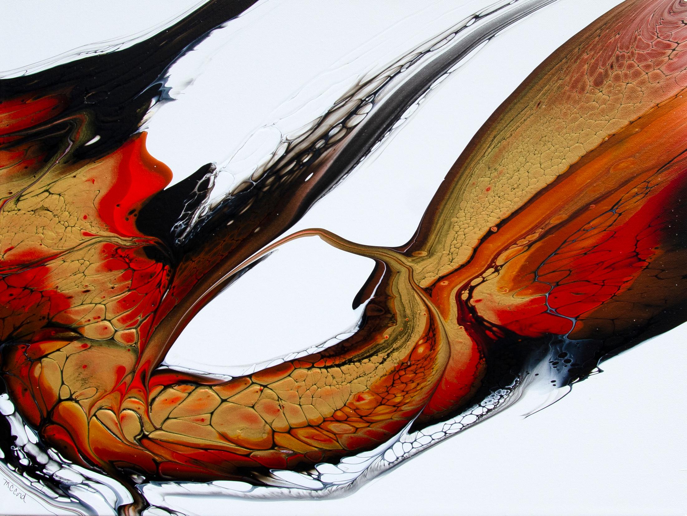 Linda McCord Abstract Painting - Golden Flight, Abstract Oil Painting