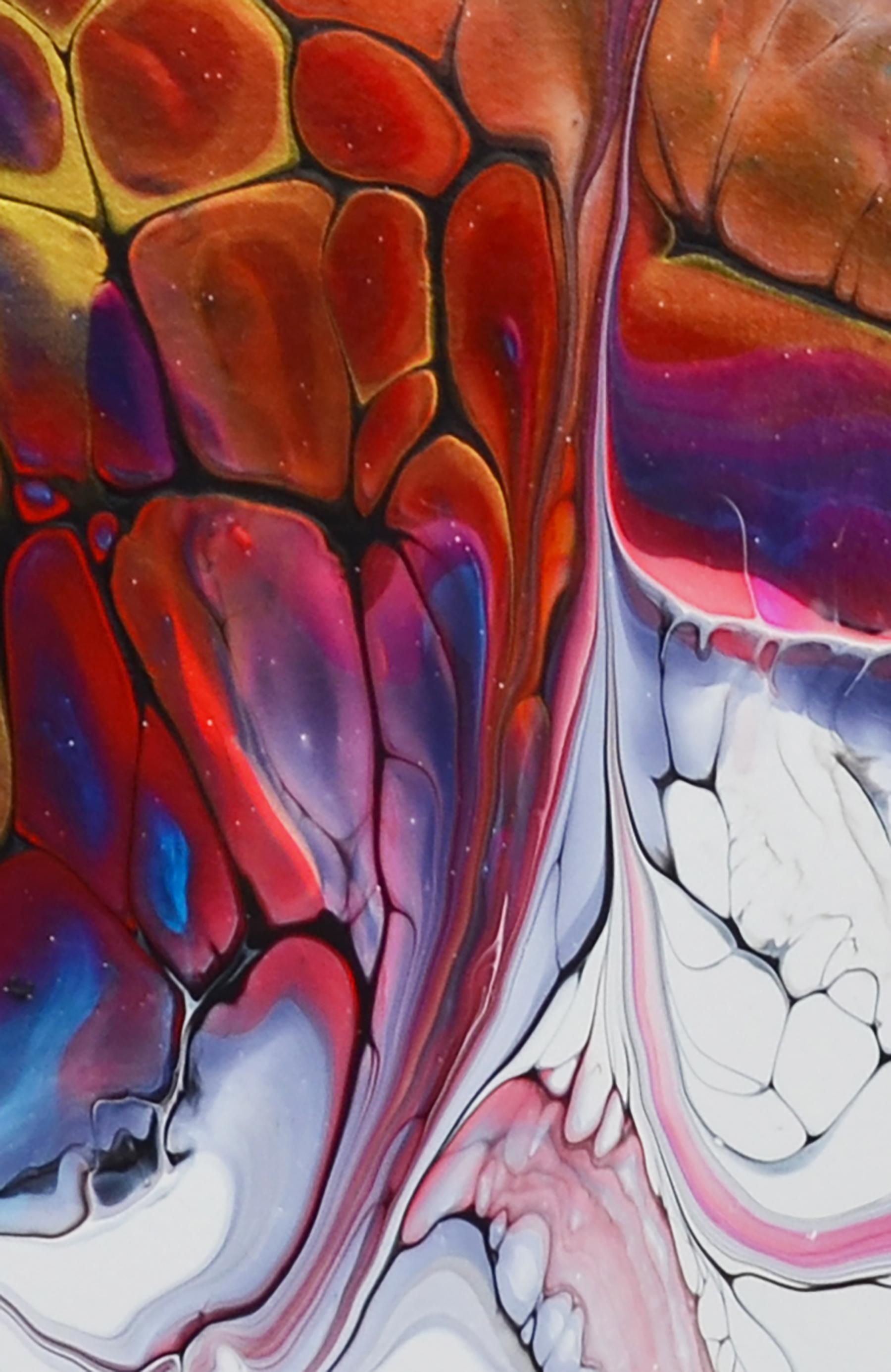 Pavone, Pittura astratta - Abstract Painting Grigio di Linda McCord