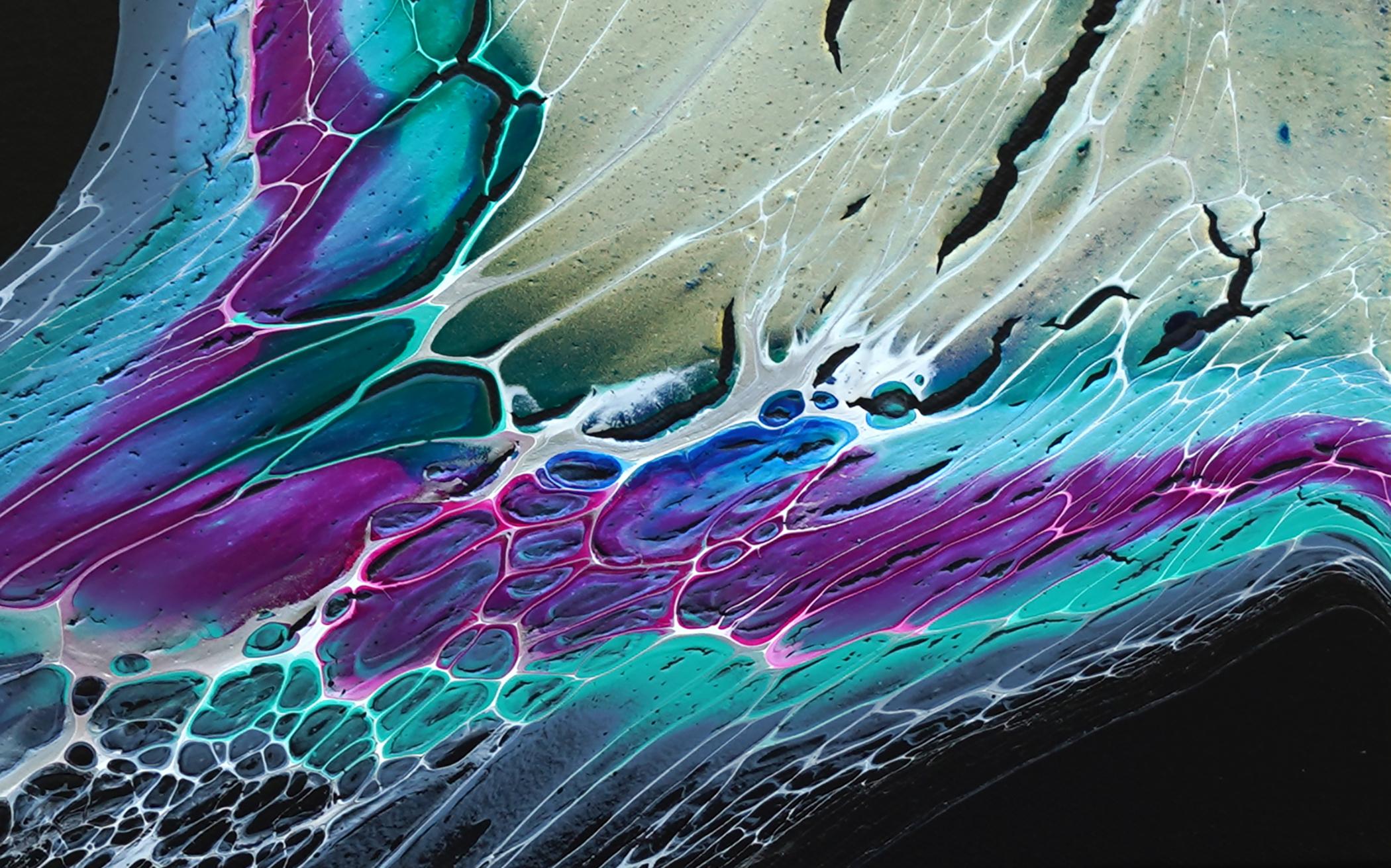 Quake, Pittura astratta - Abstract Painting Blu di Linda McCord