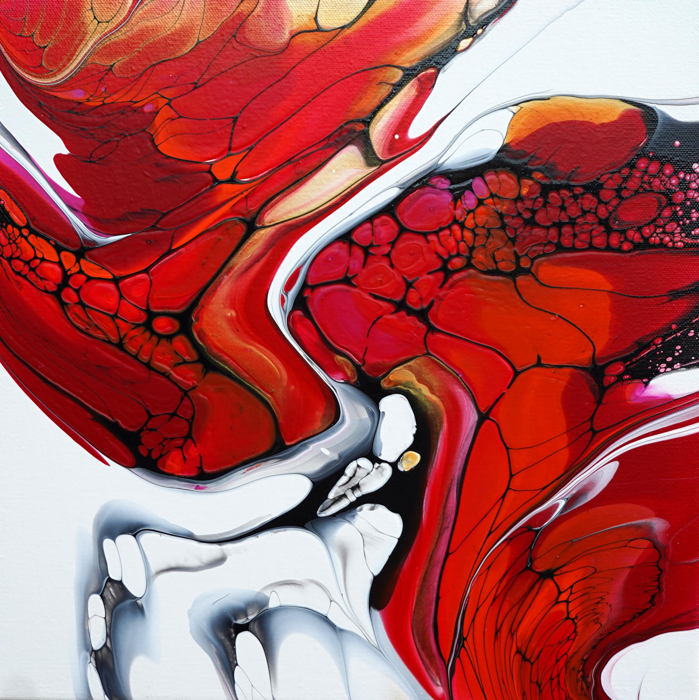 <p>Artist Comments<br />Poured acrylic paints form an organic pattern. From artist Linda McCord's Red Dreams series, the artwork embodies the feeling of power, passion, and danger. She developed an activator formula that creates large luminous cells