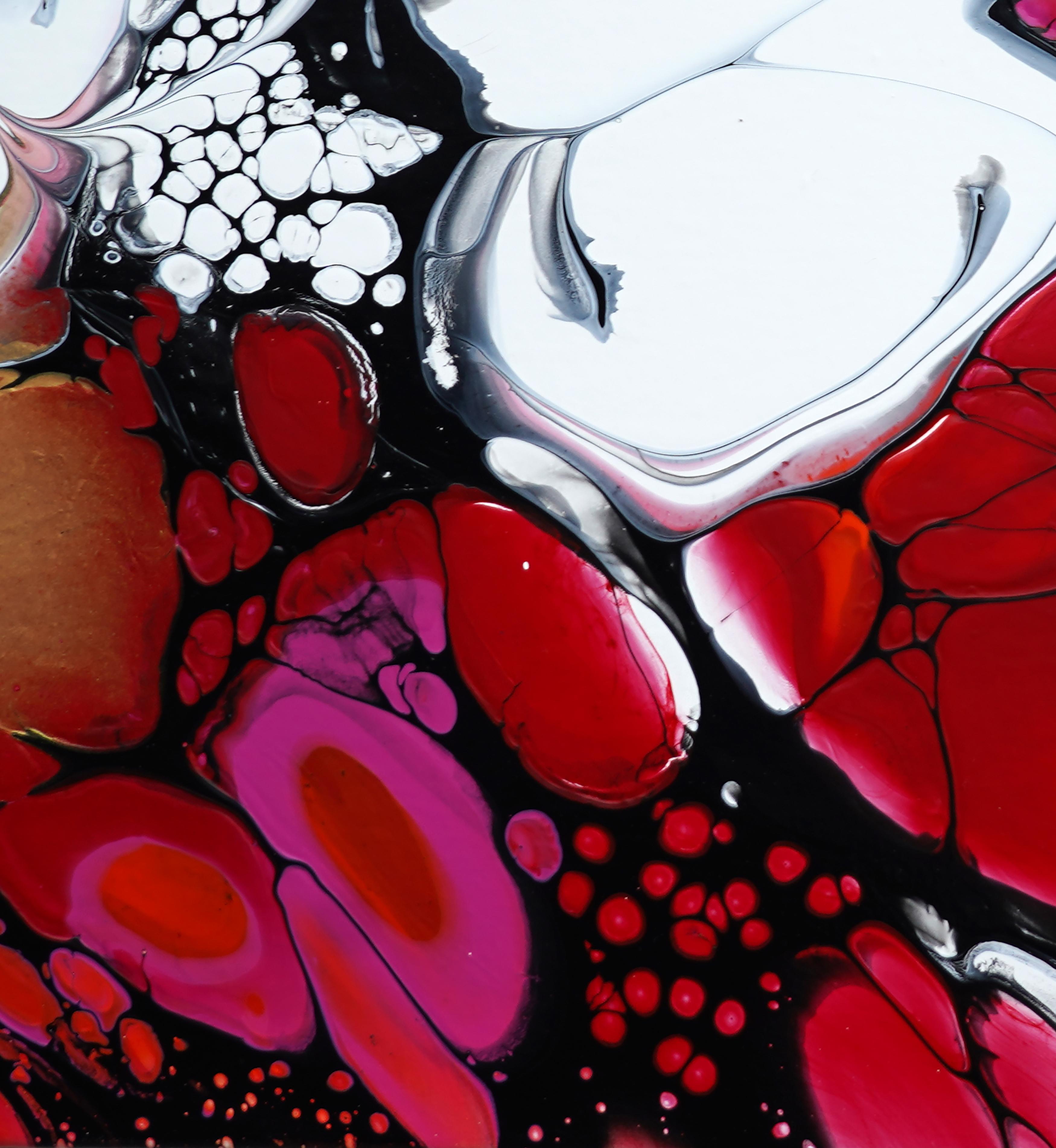 Anello intorno, pittura astratta - Abstract Painting Rosso di Linda McCord