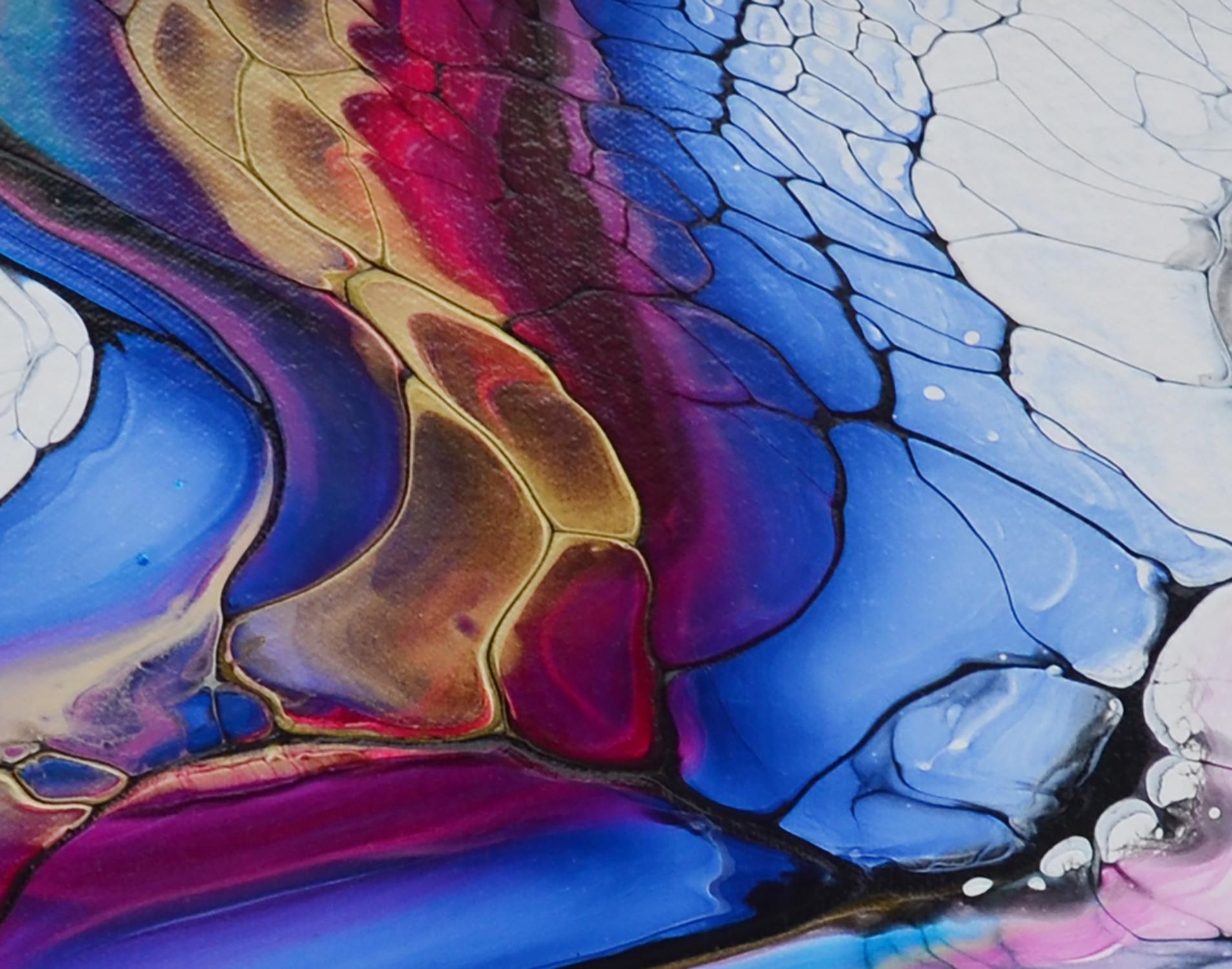 Paysage marin, peinture abstraite - Violet Abstract Painting par Linda McCord