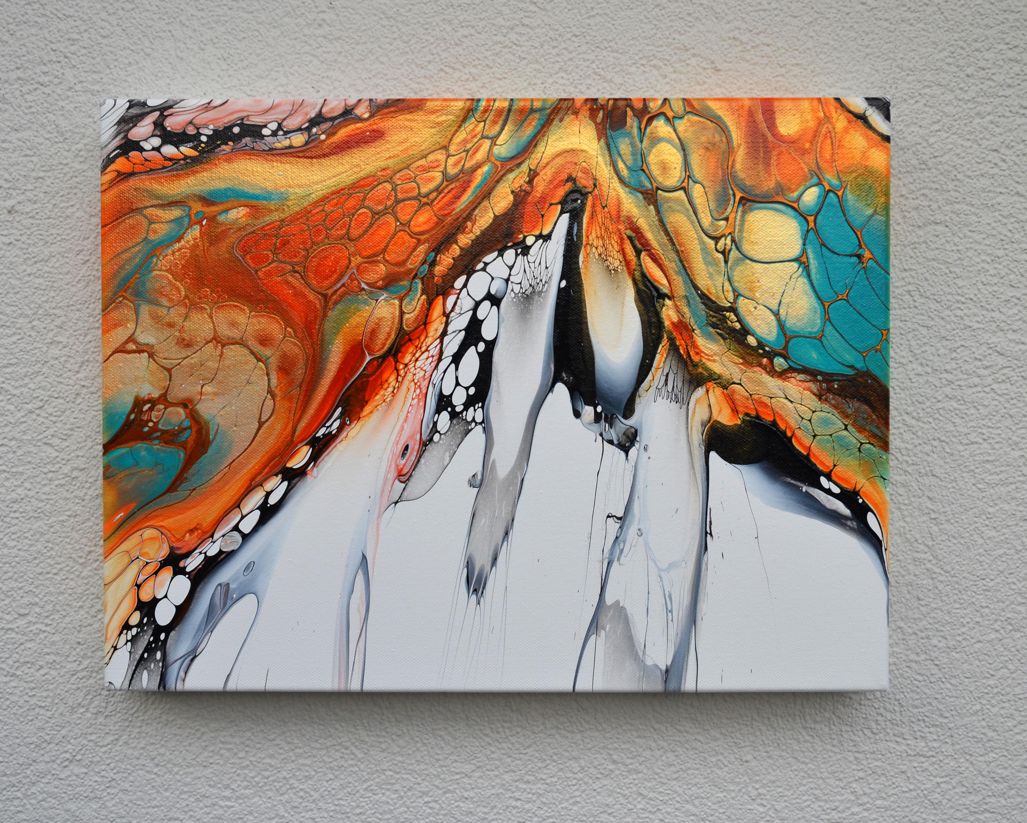 Al riparo, pittura astratta - Painting Astratto di Linda McCord