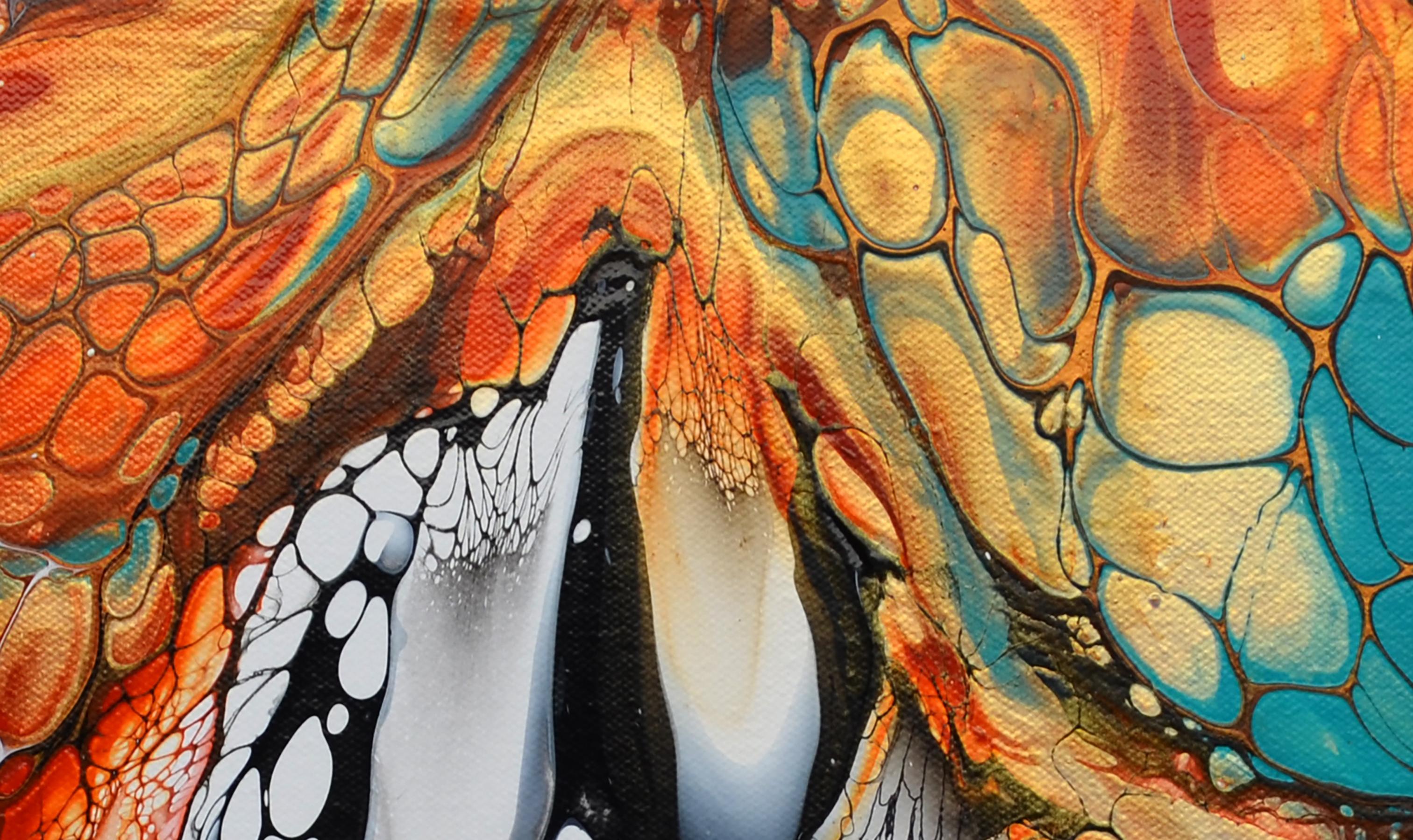 Al riparo, pittura astratta - Abstract Painting Marrone di Linda McCord