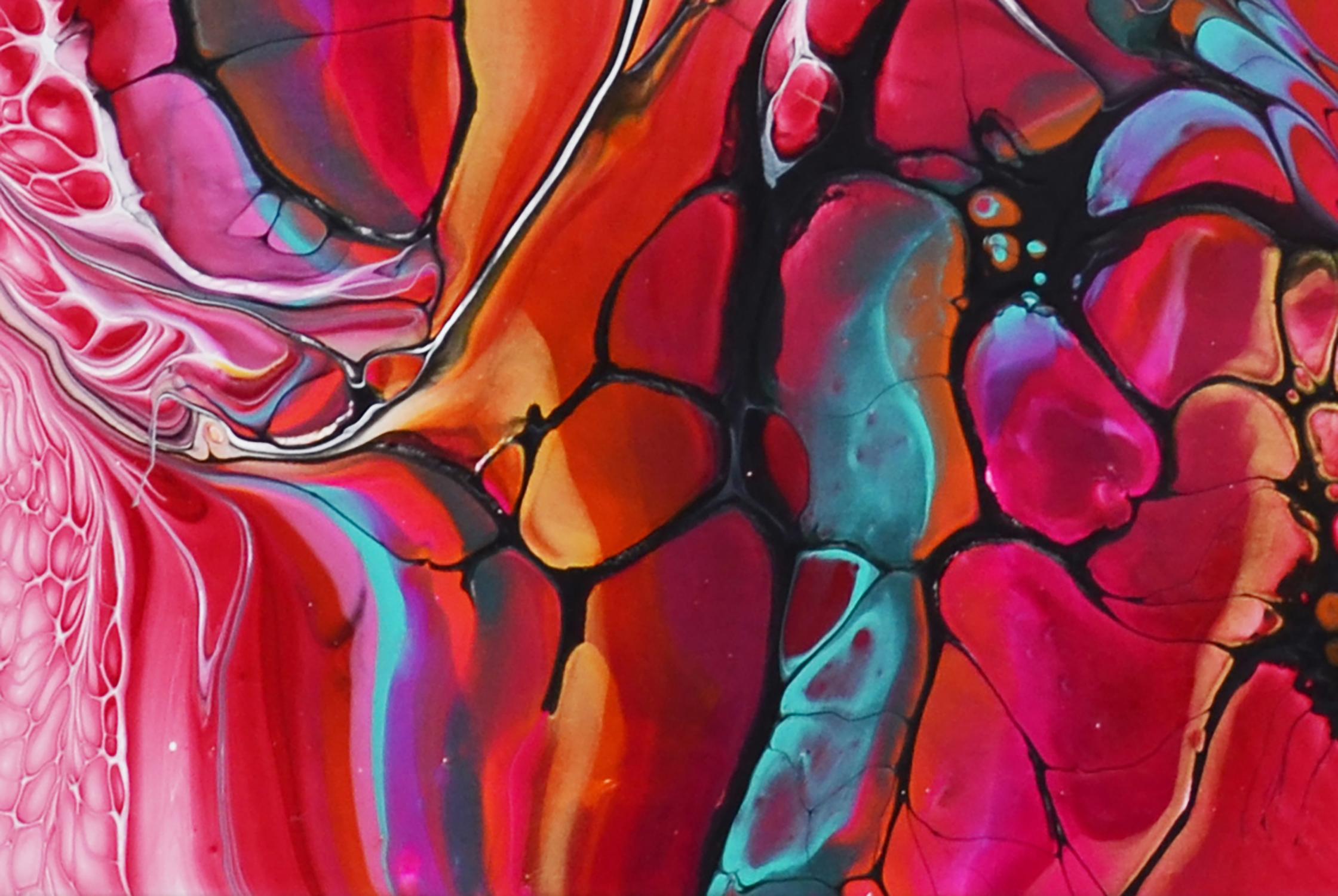 Sparring, Pittura astratta - Abstract Painting Rosa di Linda McCord