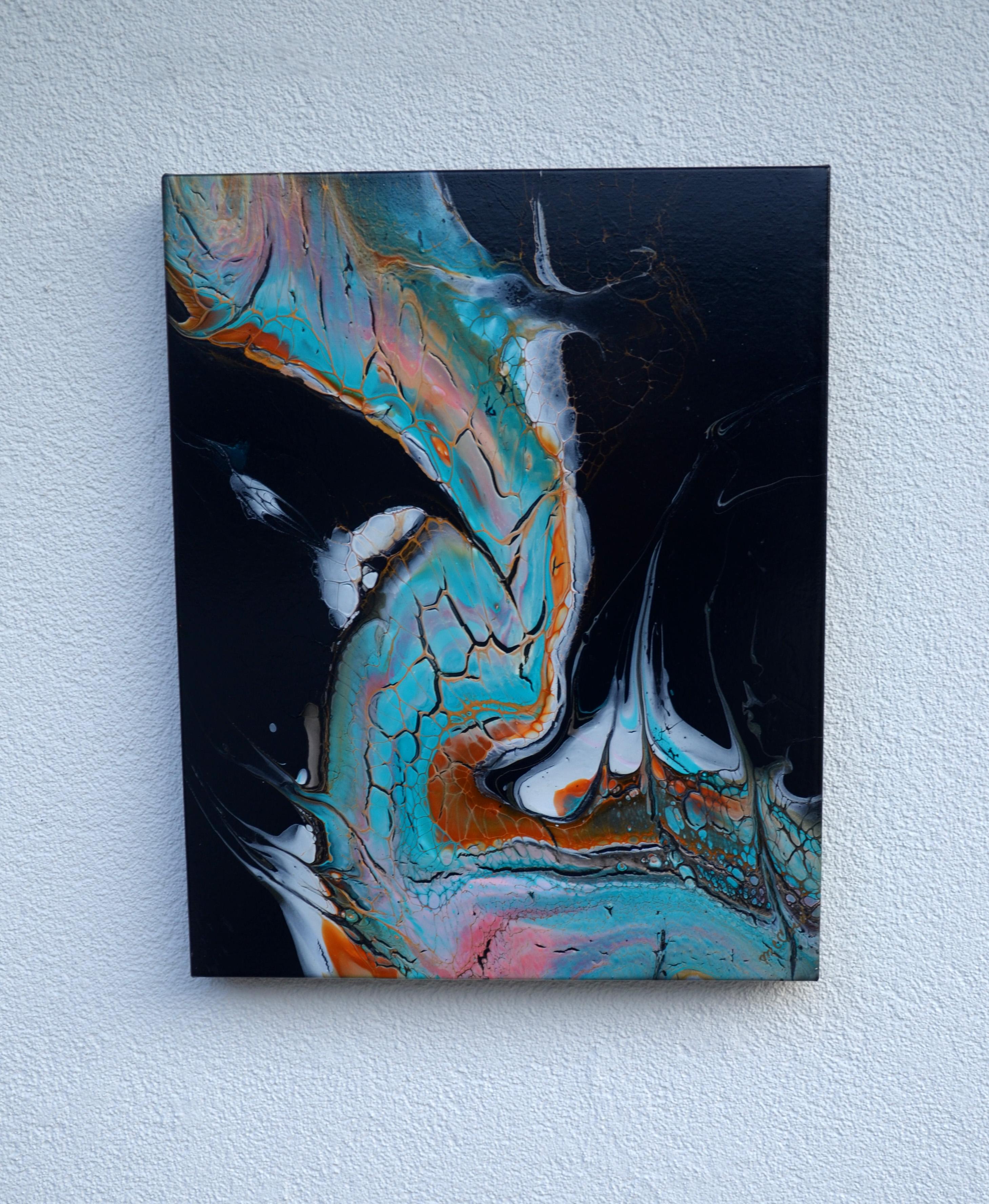 Splurt, Abstrakte Malerei (Schwarz), Abstract Painting, von Linda McCord