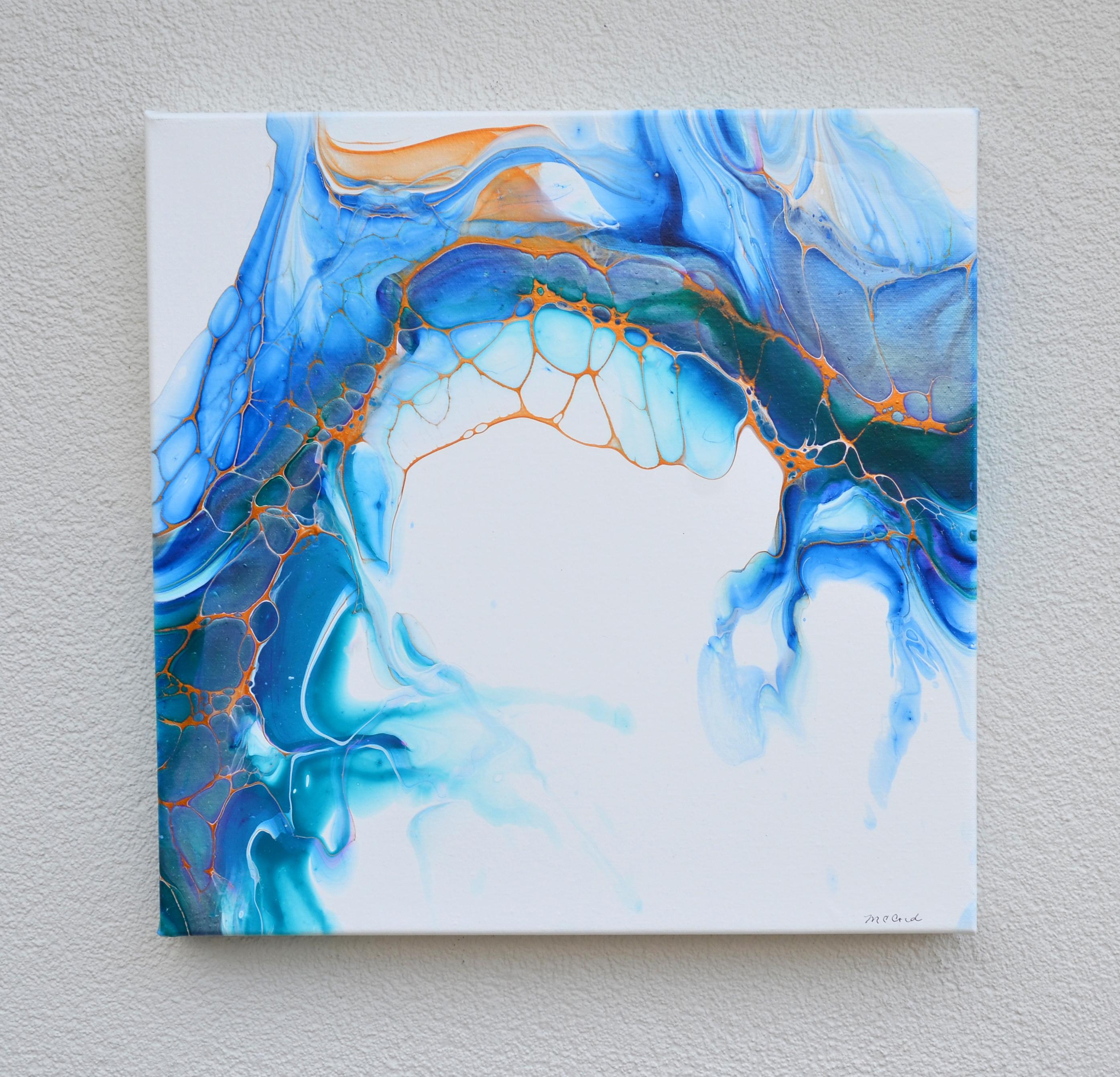 Der Eingang, Abstrakte Malerei (Blau), Abstract Painting, von Linda McCord