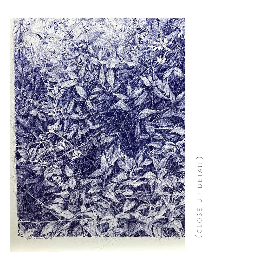 Dream a Little Dream (impression archivistique d'un paysage forestier de la forêt à la plume d'un bouleau bleu) - Print de Linda Newman Boughton