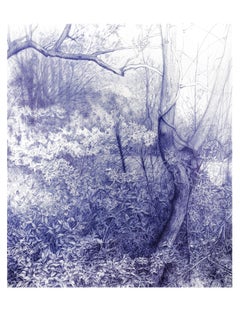 Used Dream a Little Dream (Archival Print of Blue Ball Point Pen Forest Landscape)