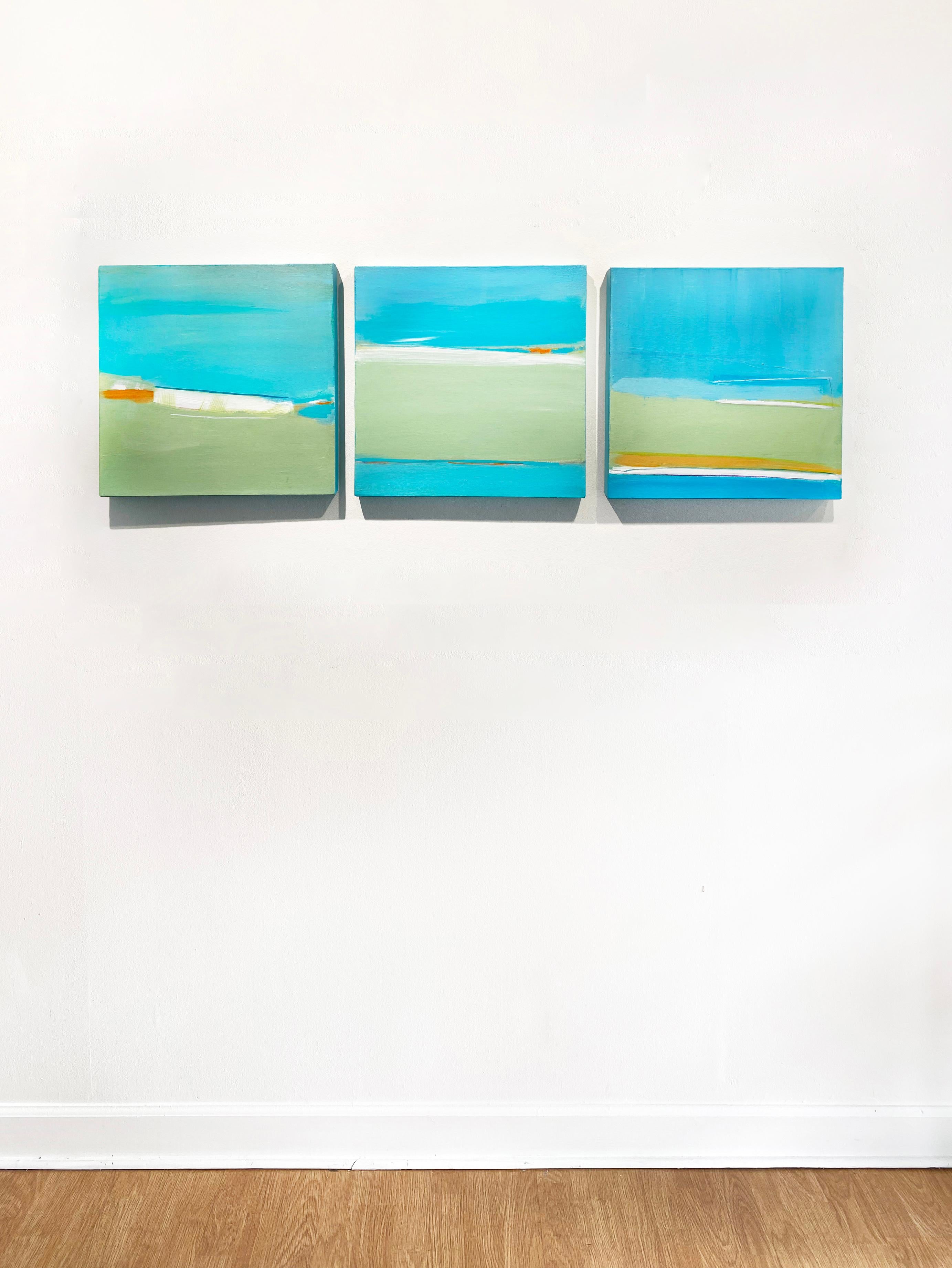 Colorful Abstract Acrylic Painting, Triptych, by Linda Nisselson 'Gaze' 4