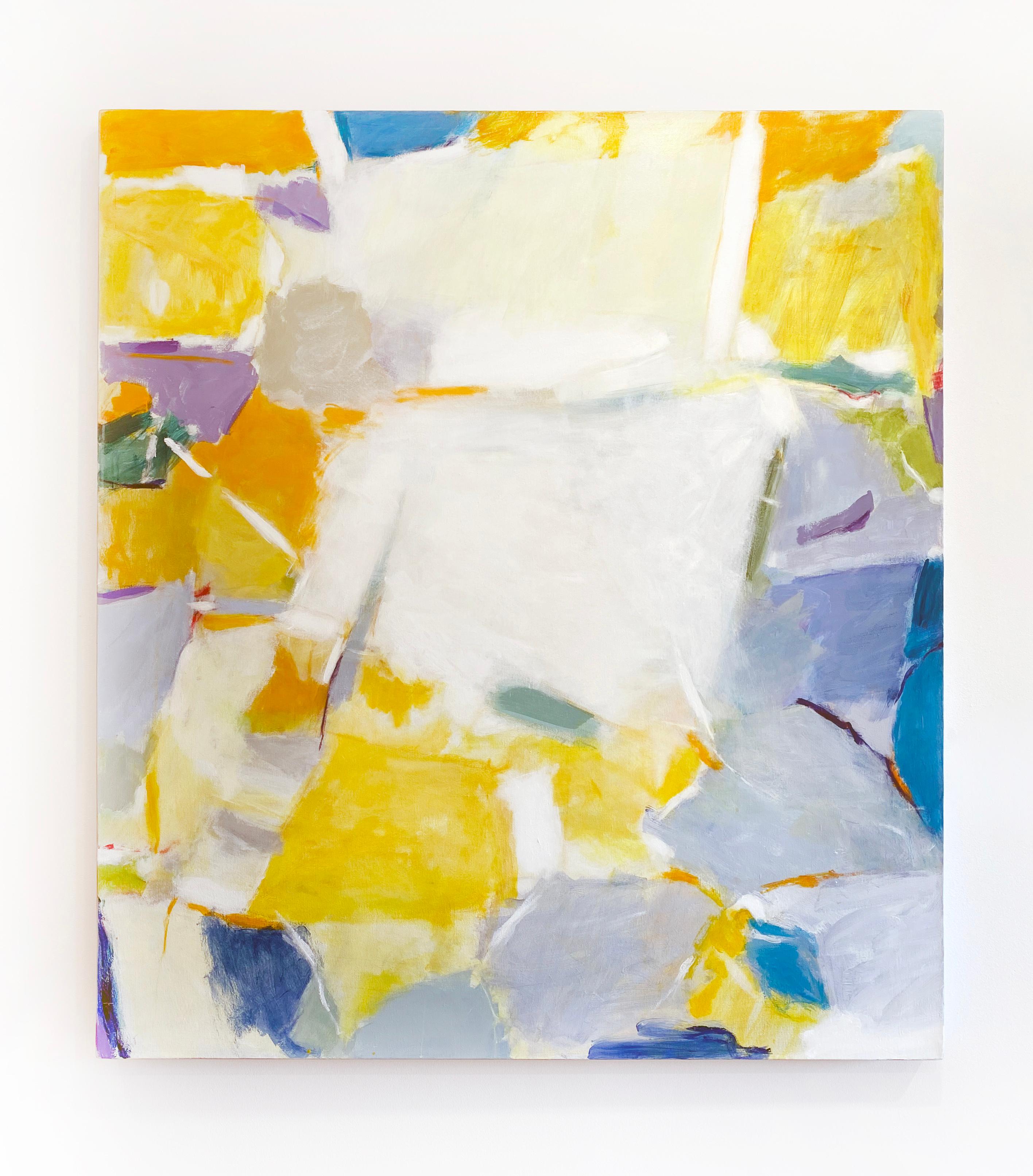 Colorful Abstract Oil Painting by Linda Nisselson 'For Now' 2