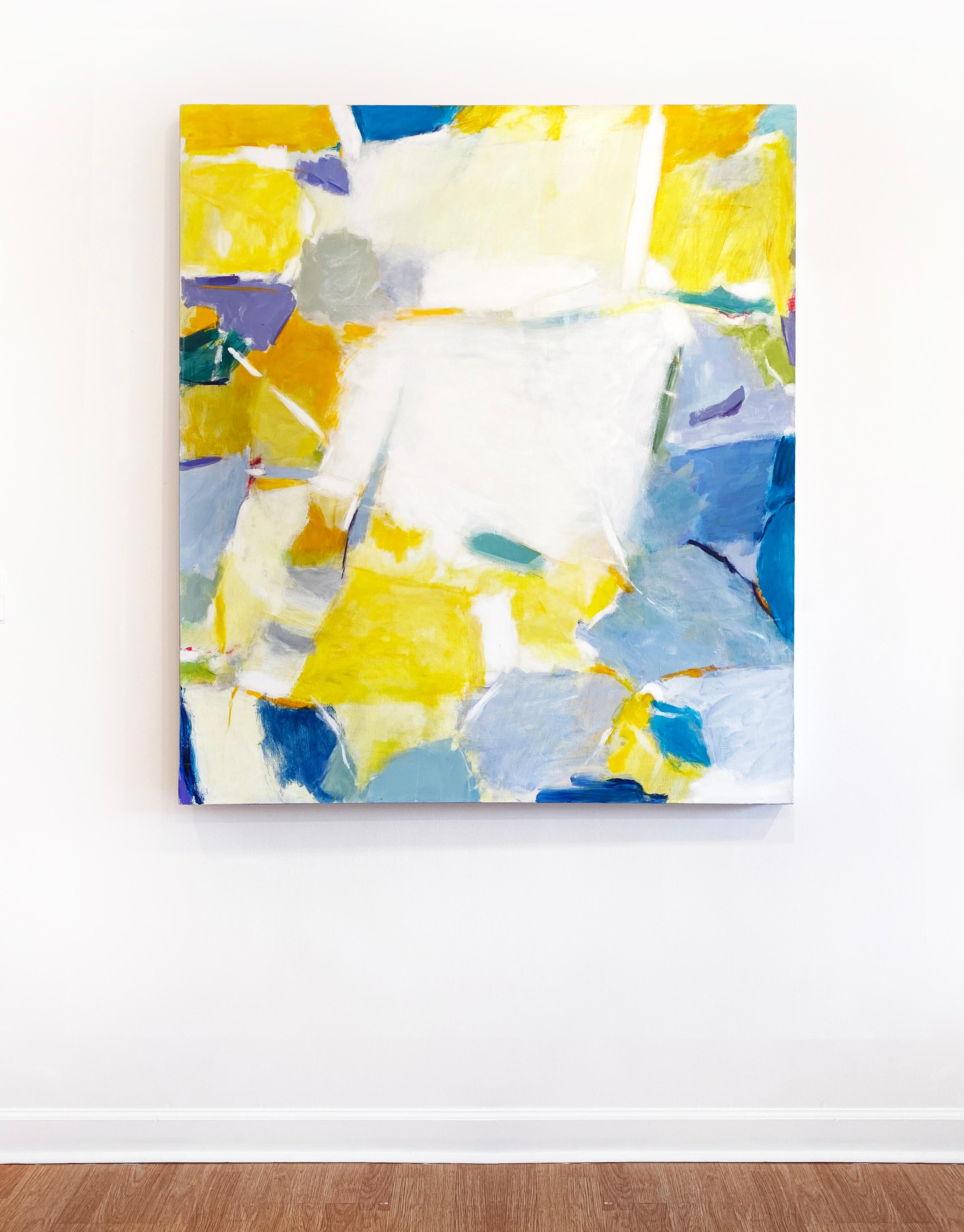 Colorful Abstract Oil Painting by Linda Nisselson 'For Now' 3