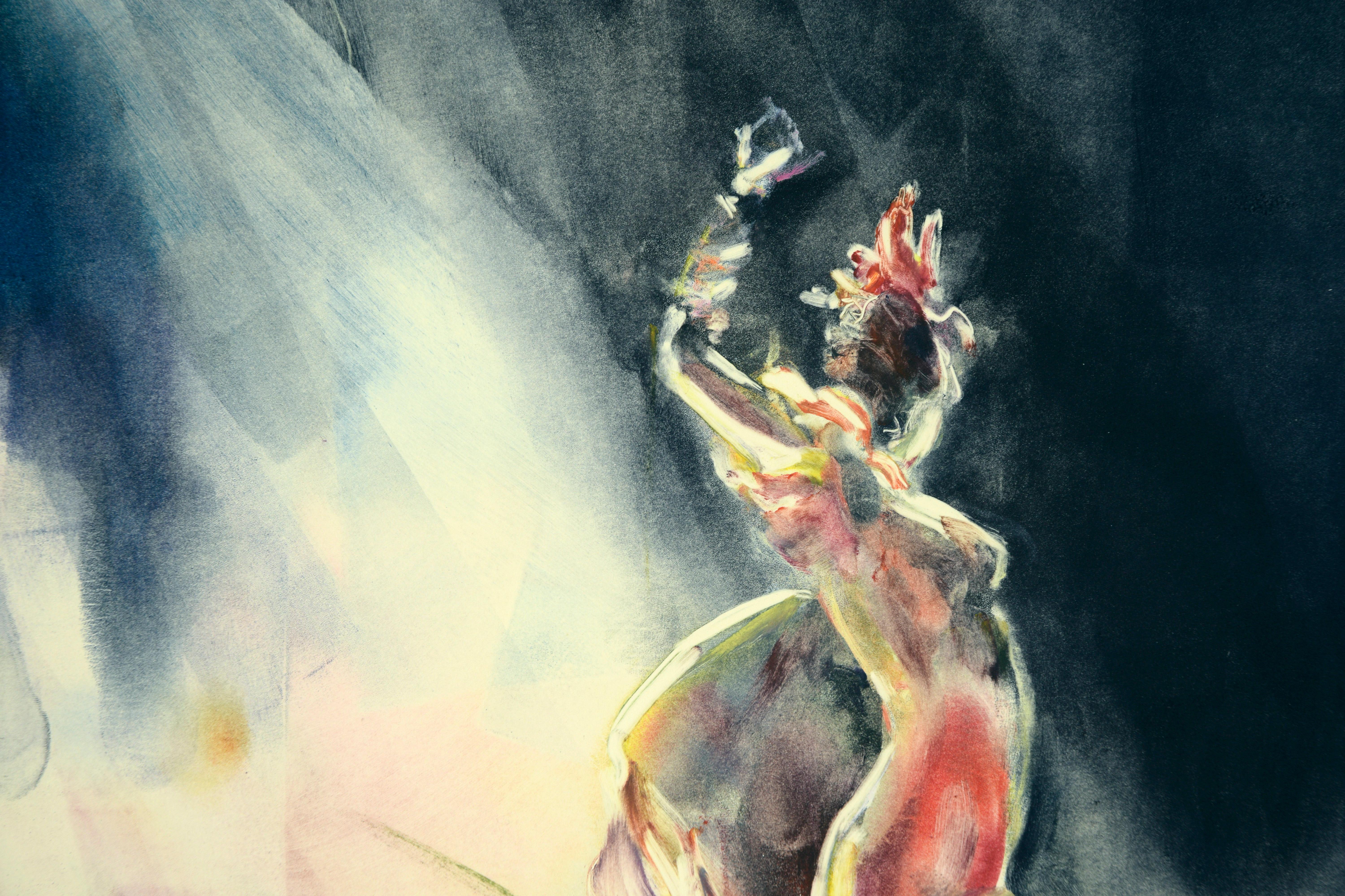 Original-impressionistische Monotypie „Capricho“ (Schwarz), Figurative Print, von Linda O'Hagan