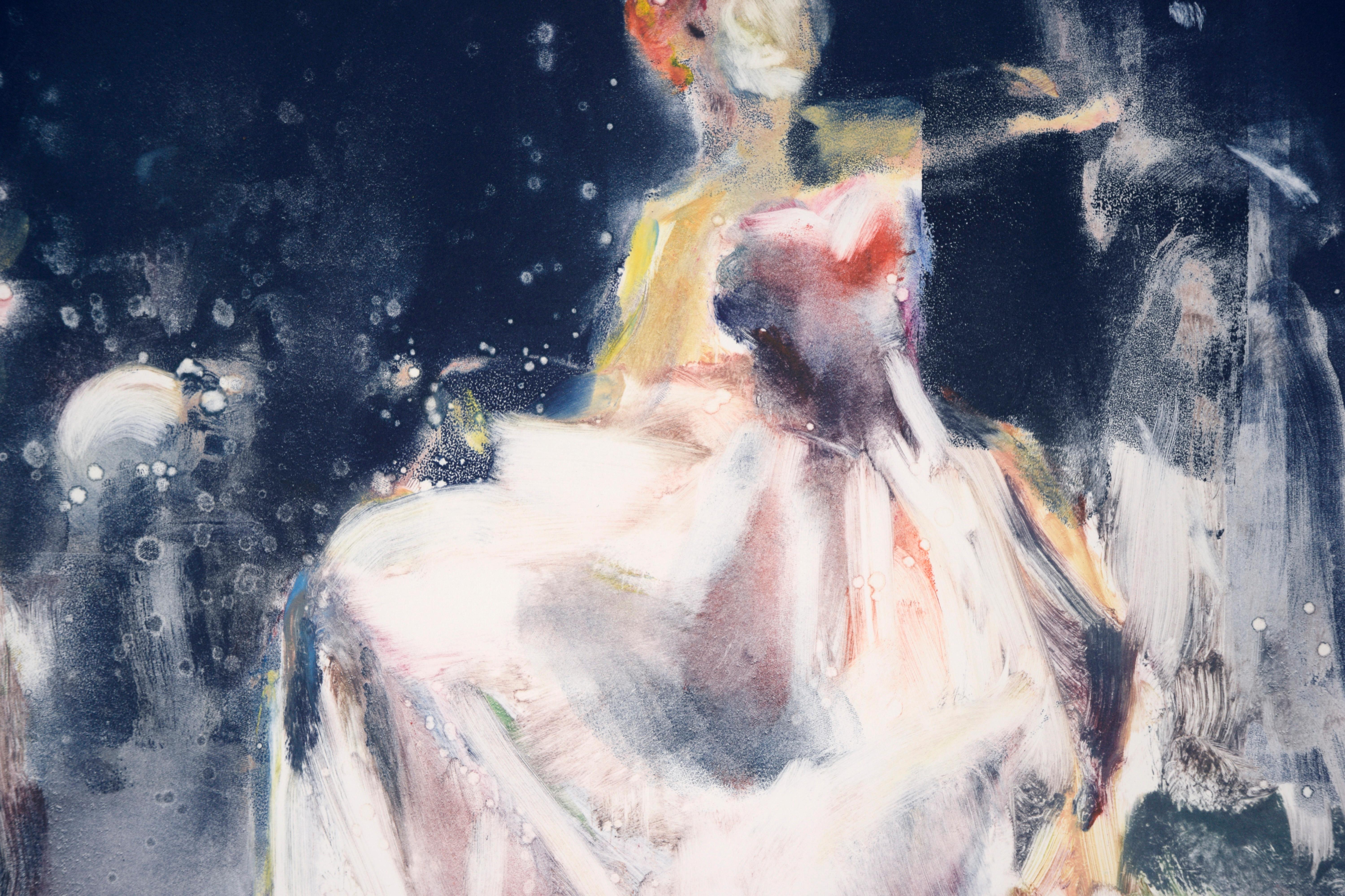 Original Impressionistische Monotypie einer Tänzerin (Amerikanischer Impressionismus), Print, von Linda O'Hagan