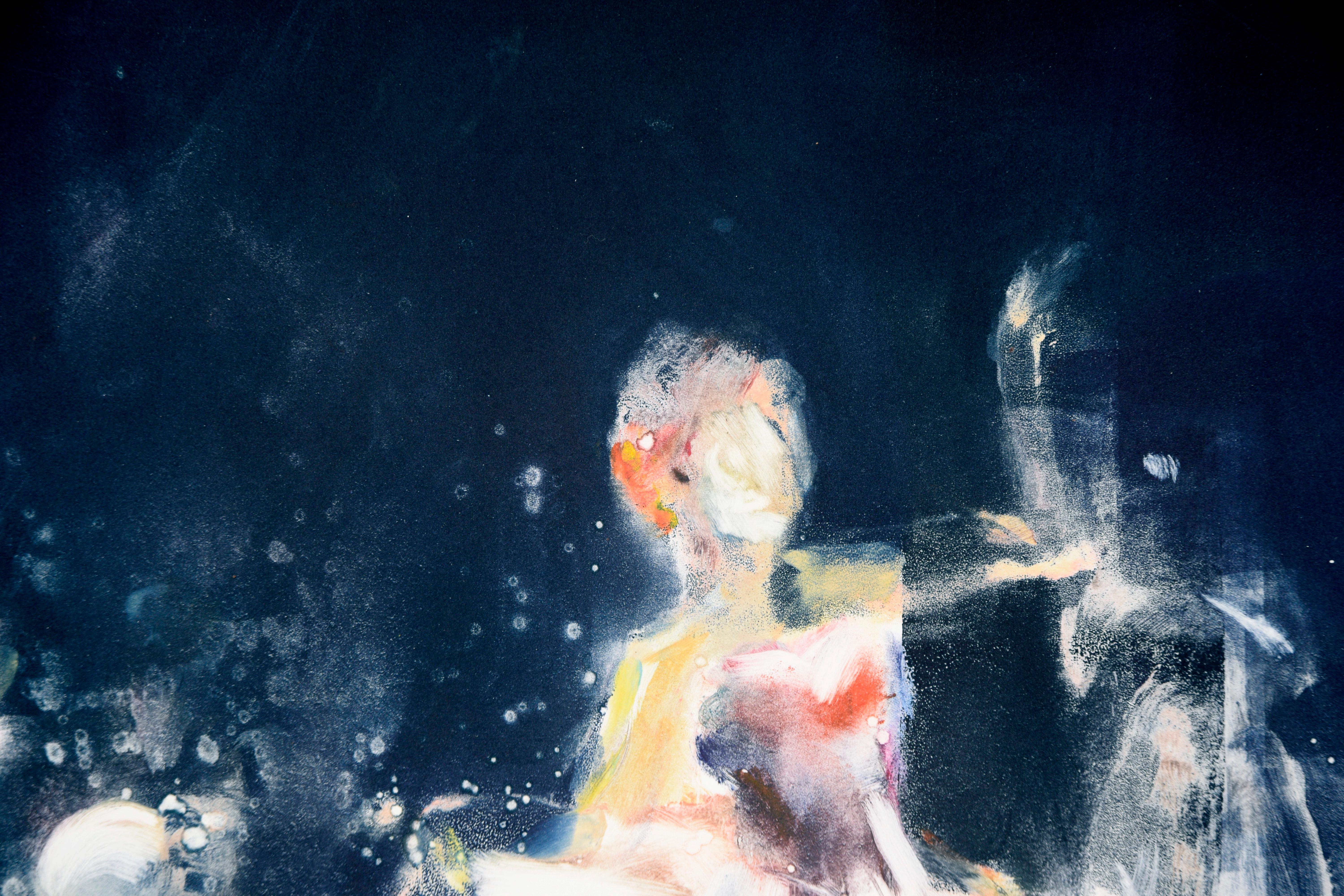 Original Impressionistische Monotypie einer Tänzerin (Grau), Figurative Print, von Linda O'Hagan