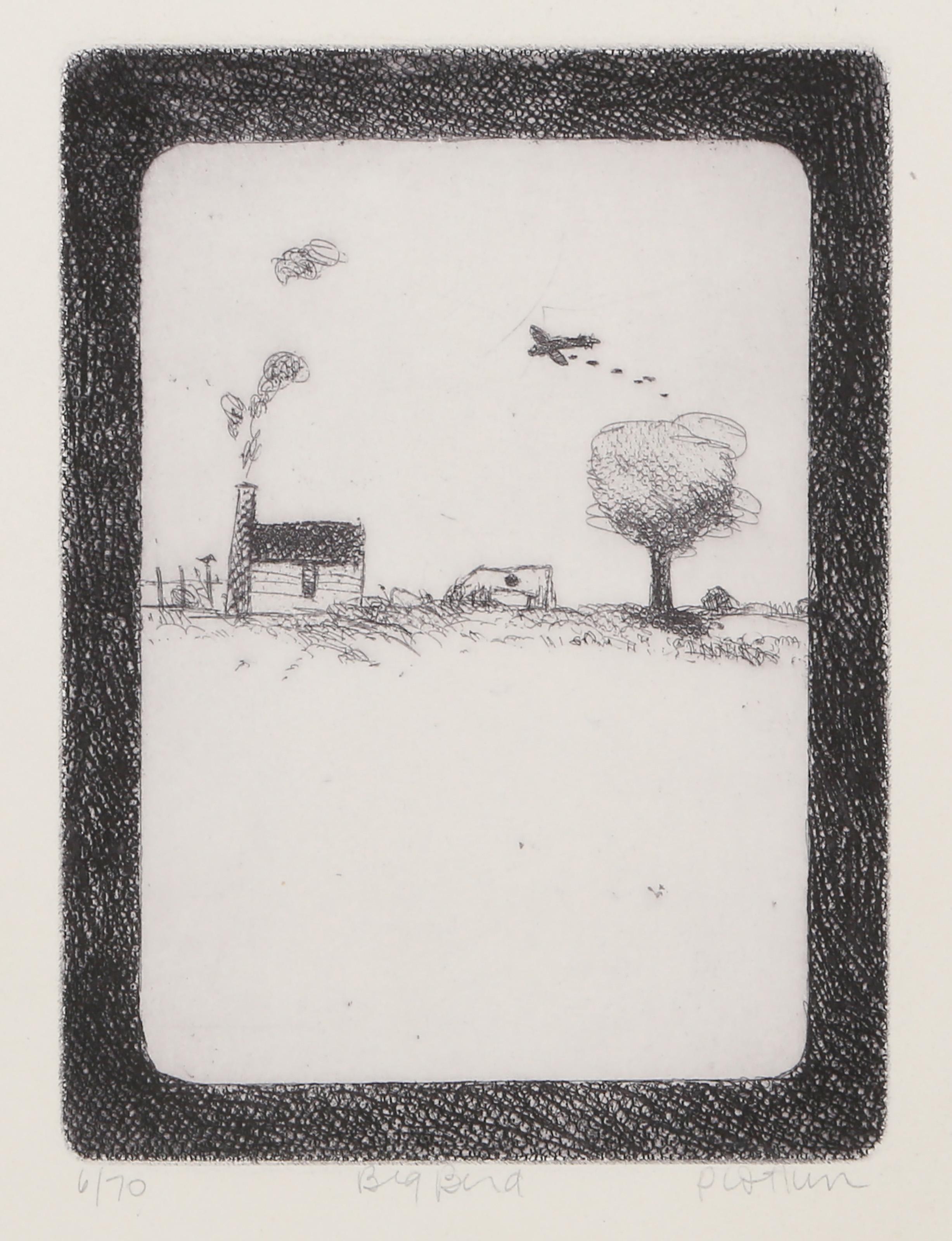 Linda Plotkin, American (1938 - ) - Big Bird, Year:  circa 1965, Medium:  Etching on Arches, signed, titled and numbered in pencil, Edition:  6/70, Image Size:  7.75 x 5.75 inches, Size:  15 x 11 in. (38.1 x 27.94 cm) 