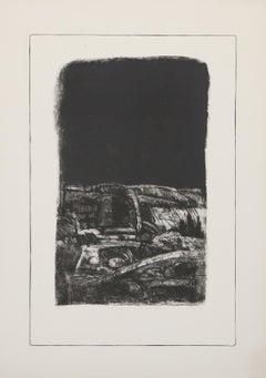 Paesaggio di dicembre, acquaforte moderna di Linda Plotkin