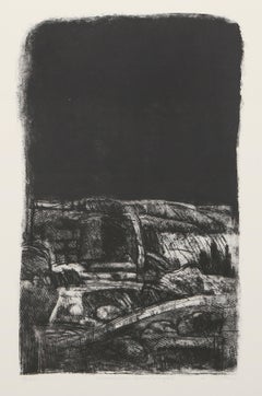 December Landscape, Modern Etching by Linda Plotkin