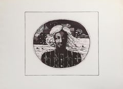 Farmers Wife, Modern Etching by Linda Plotkin