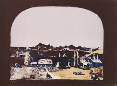 Vaca púrpura, serigrafía moderna de Linda Plotkin