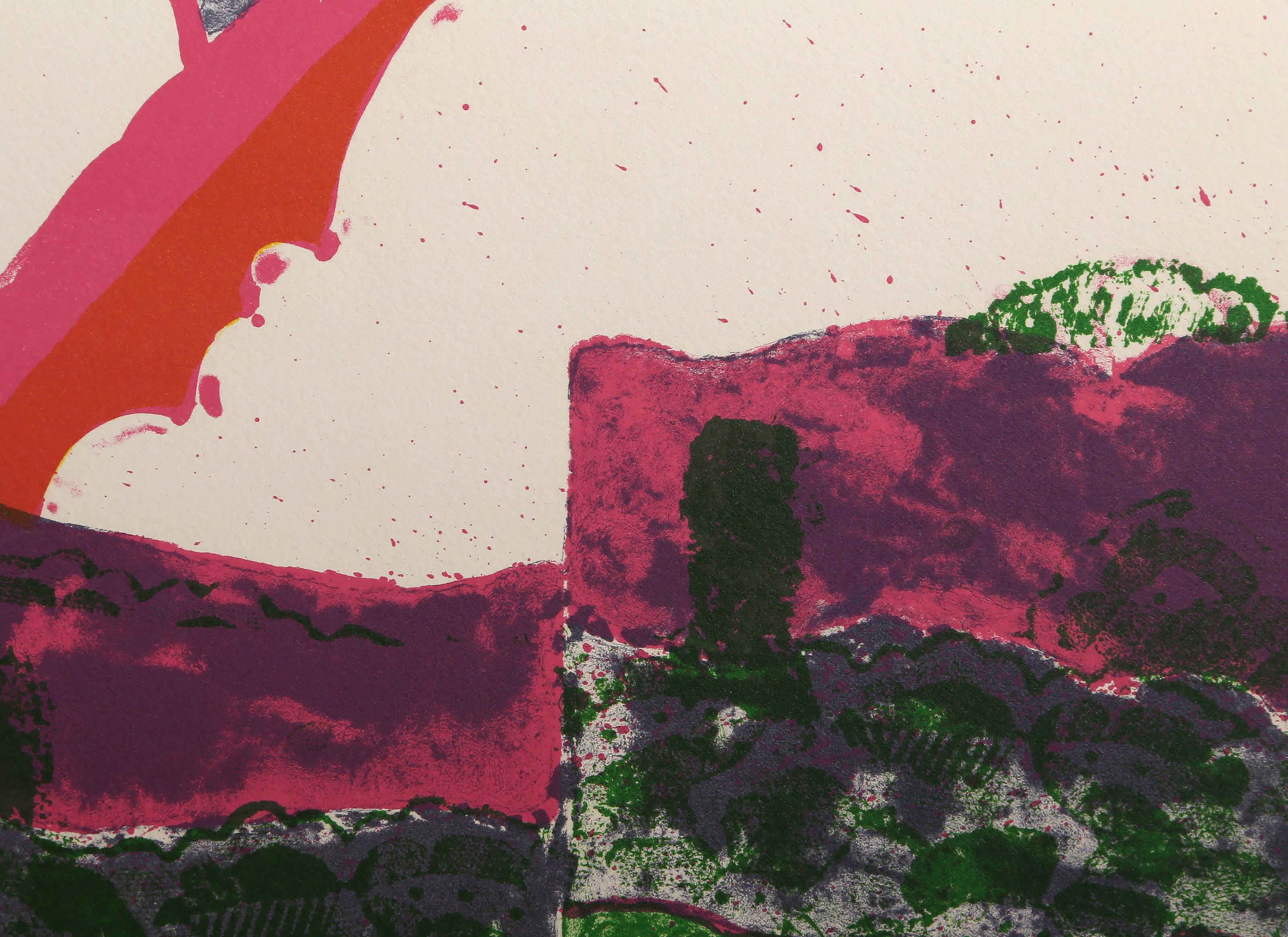Regenbogen-Landschaft, moderne Lithographie von Linda Plotkin im Angebot 1