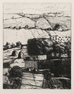 Vezelay, Modern Etching by Linda Plotkin