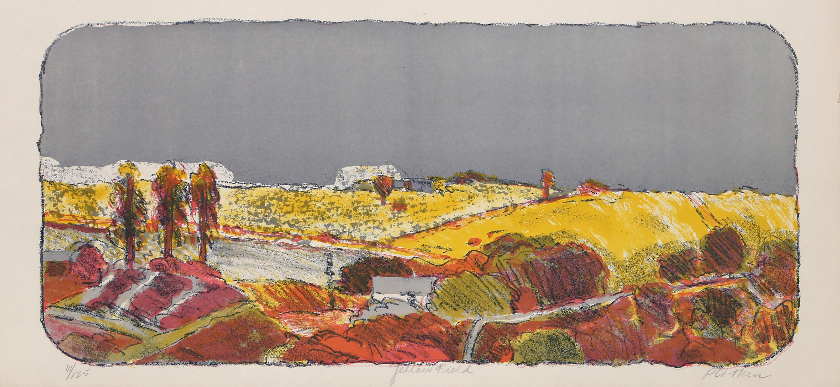 Yellow Field, lithographie moderne de Linda Plotkin en vente 1