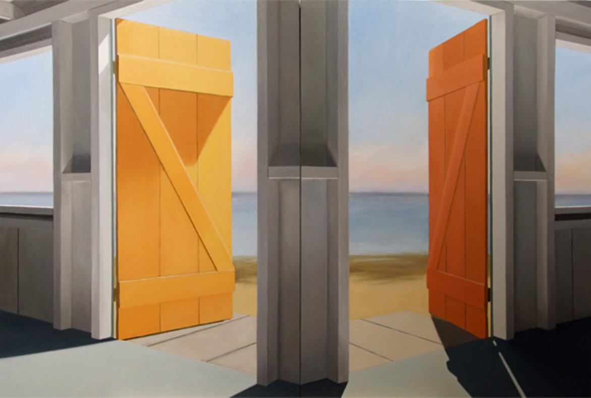 2 Doors - Painting by Linda Pochesci