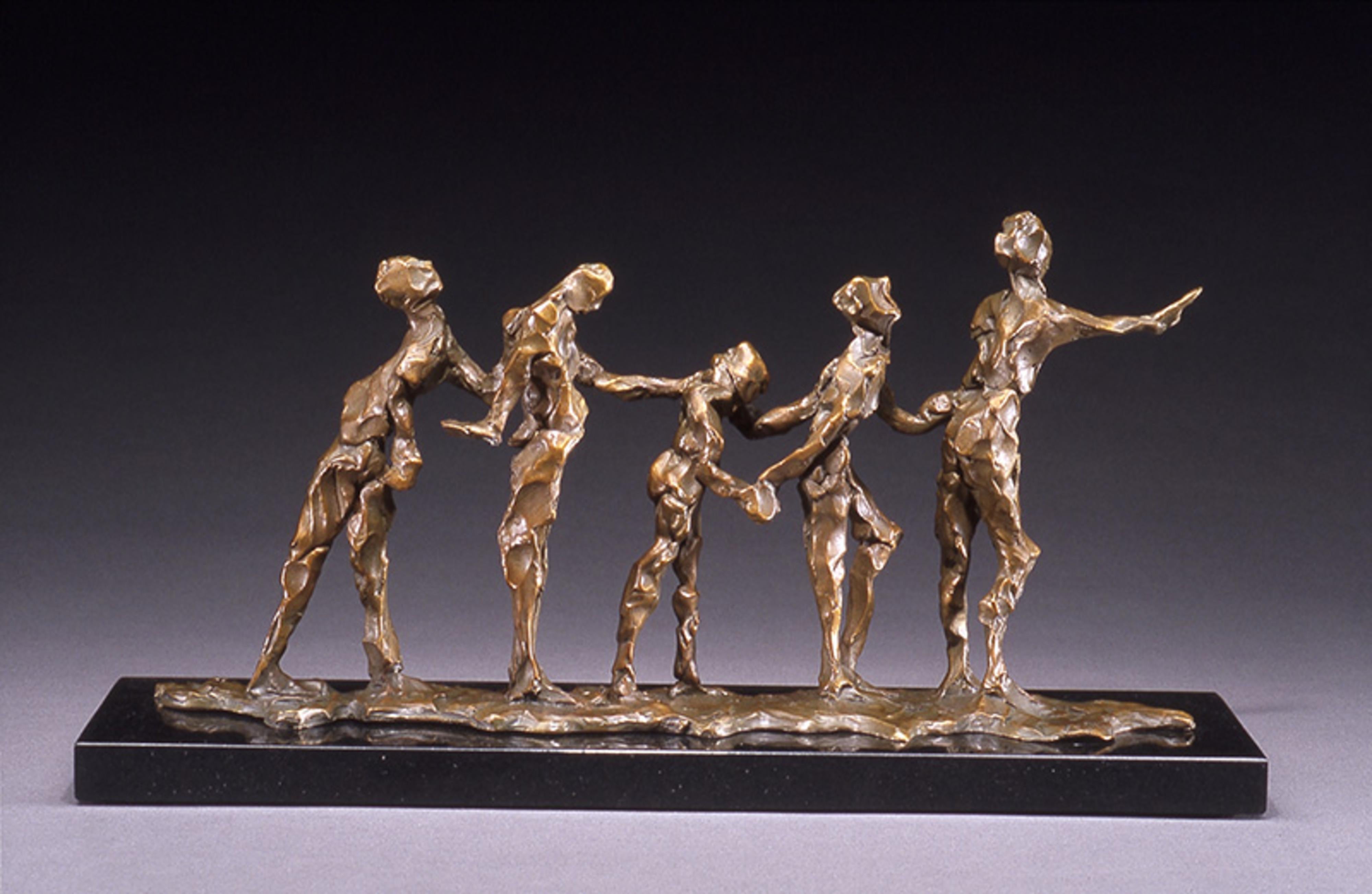 People Walking Modern Abstract Figurative Bronze Sculpture 21 x 5 x 16