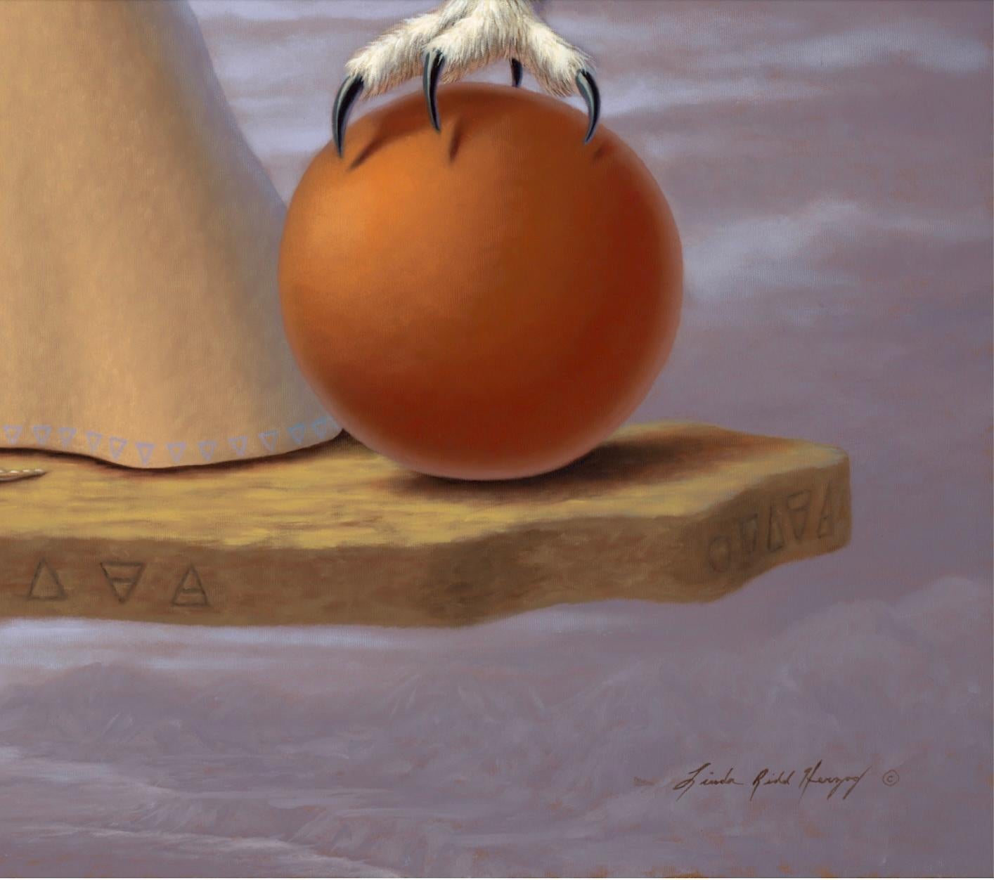 Óleo sobre lienzo enmarcado 

En gran parte autodidactas, los cuadros de Linda Ridd Herzog muestran animales y objetos increíblemente detallados en escenas fantásticas y surrealistas. Al crecer en Utah, Herzog se sintió tan inspirada por la belleza