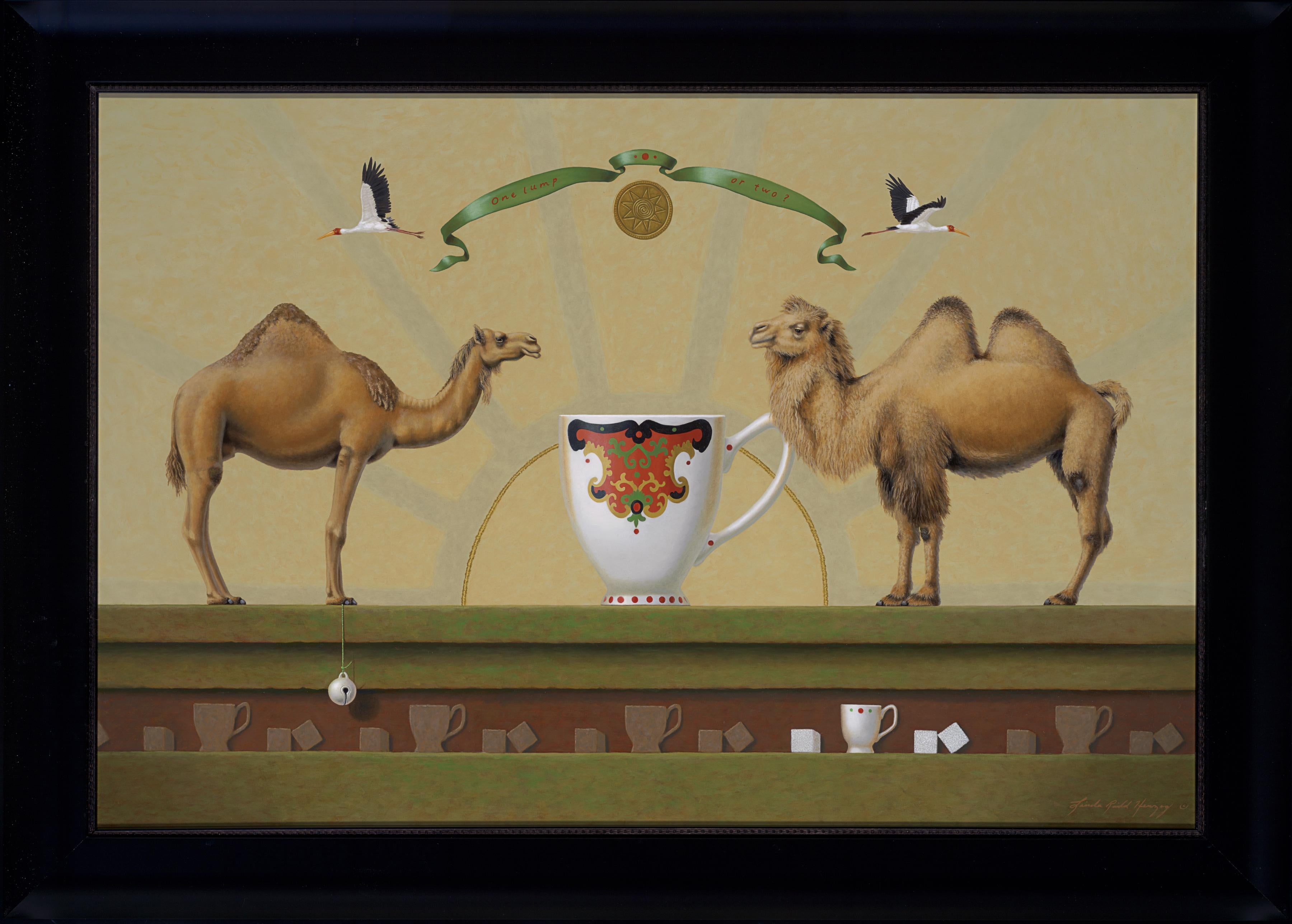Linda Ridd Herzog Animal Painting - One Lump or Two