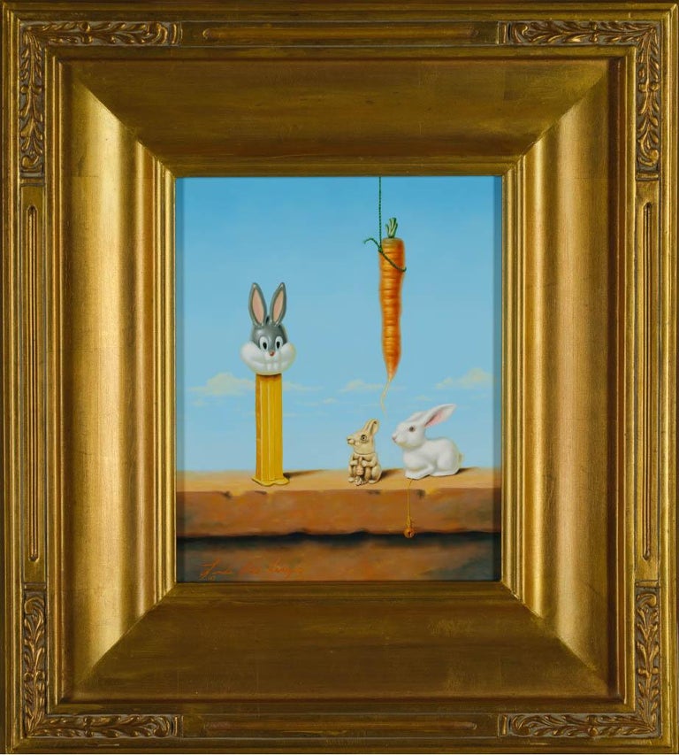 Linda Ridd Herzog Animal Painting - Rabbit Bate