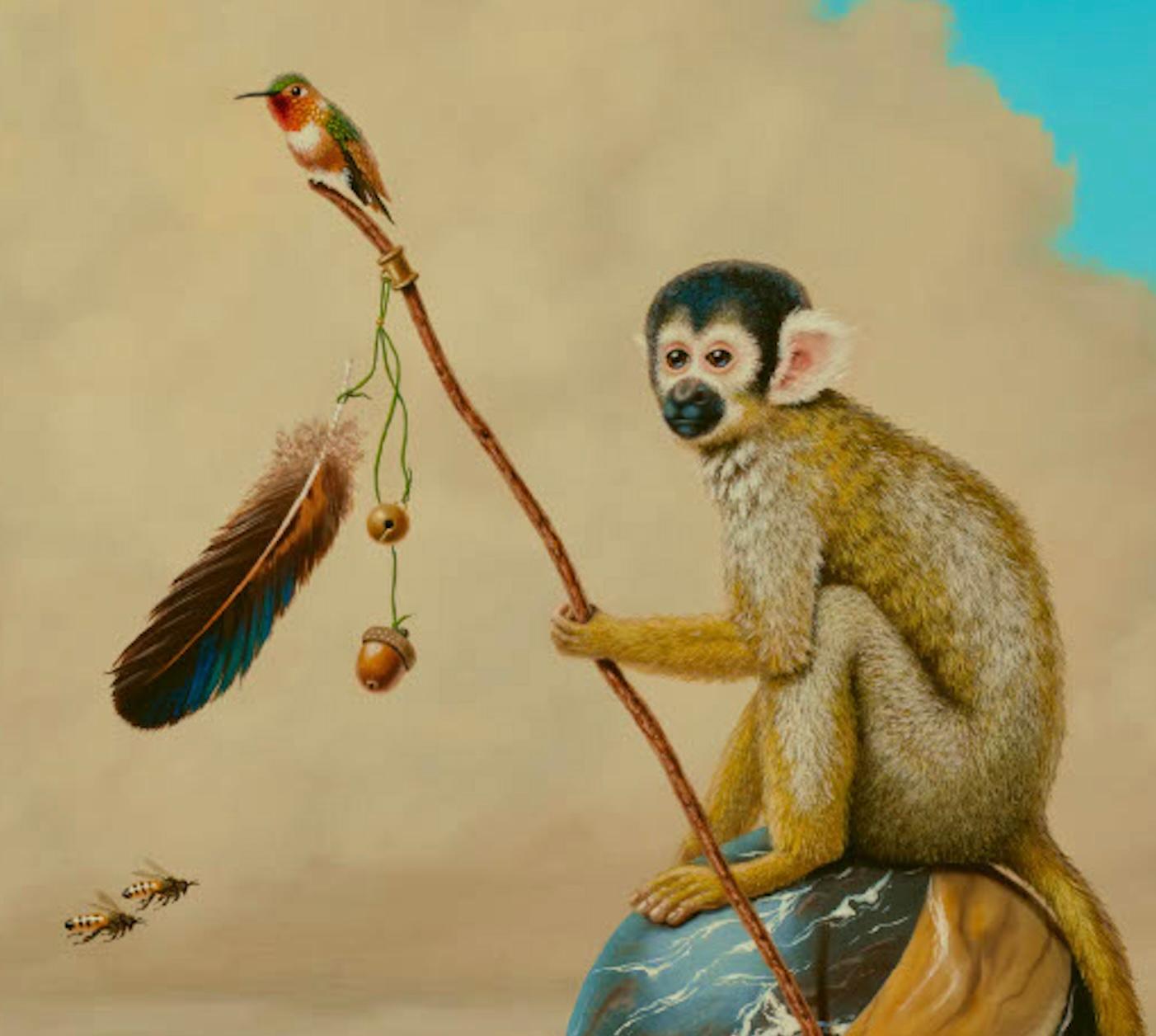 Scimmia scoiattolo e Allen - Painting Contemporaneo di Linda Ridd Herzog