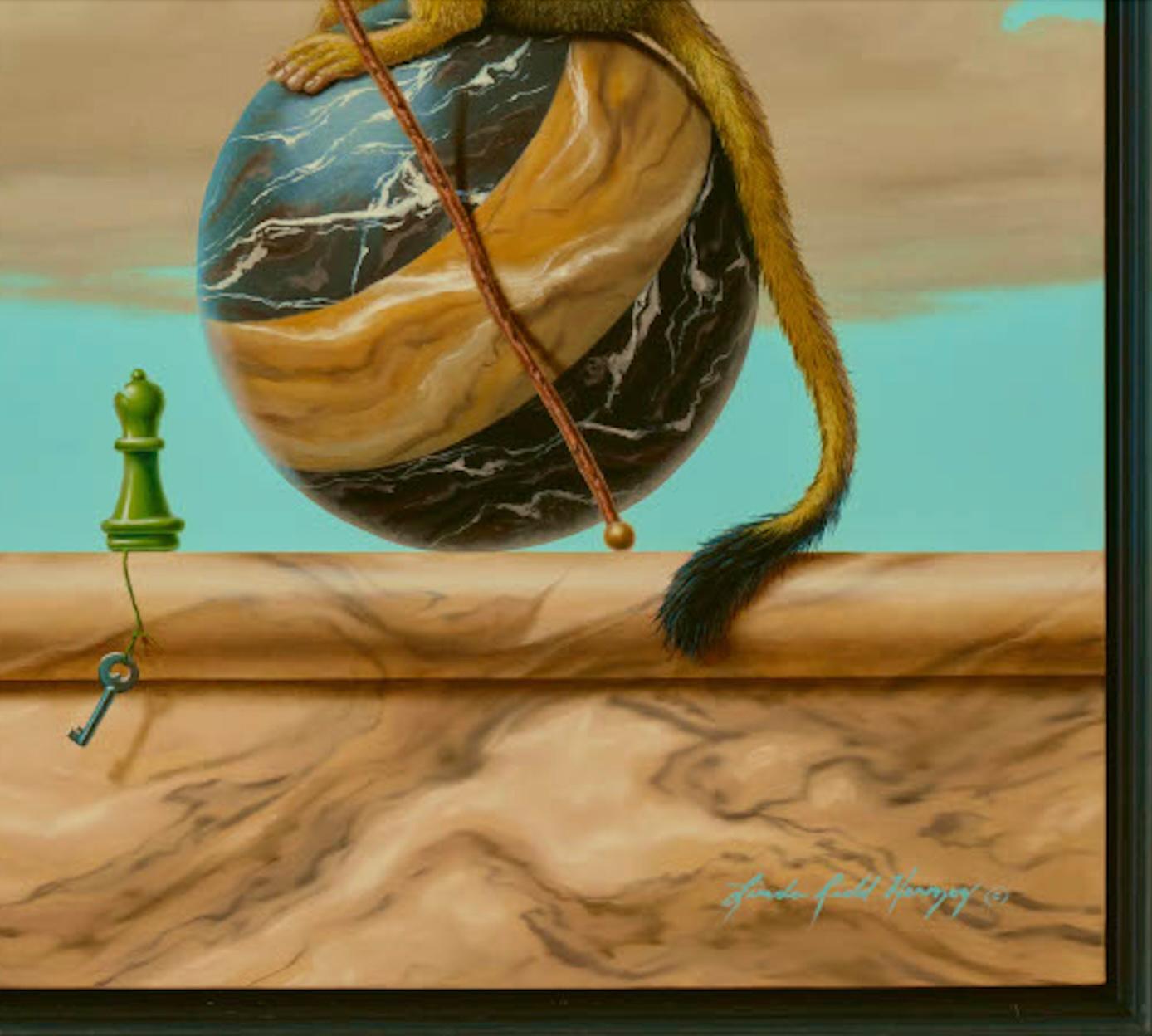 Scimmia scoiattolo e Allen - Figurative Painting Marrone di Linda Ridd Herzog