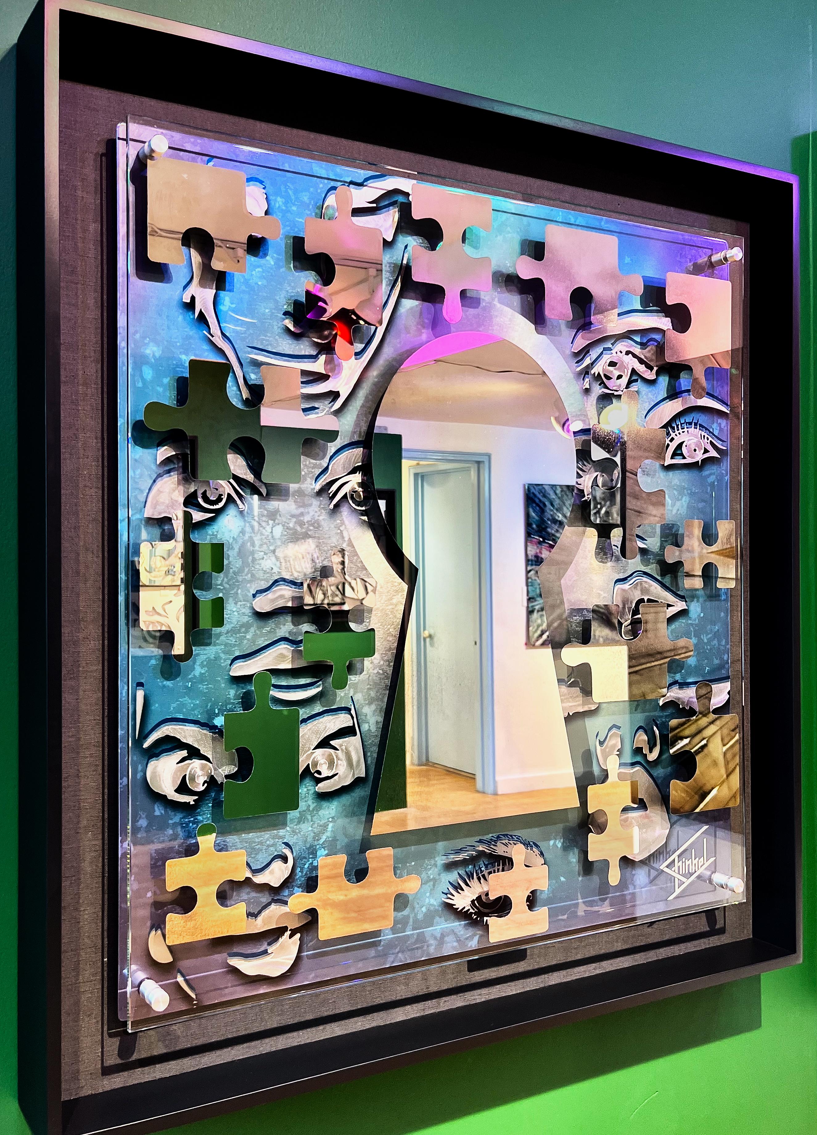 Mirror, When the Pieces Fit - Modern Mixed Media Art by Linda K Schinkel and Theodore M Schinkel