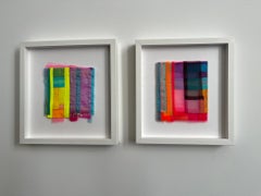 Fabrice, 2023, strisce diafane e vibranti, simili a gioielli, collage di tessuti