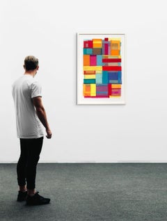 Fuse, Modern Patchwork Textile Art in Bright Jewel-toned Layered Colors