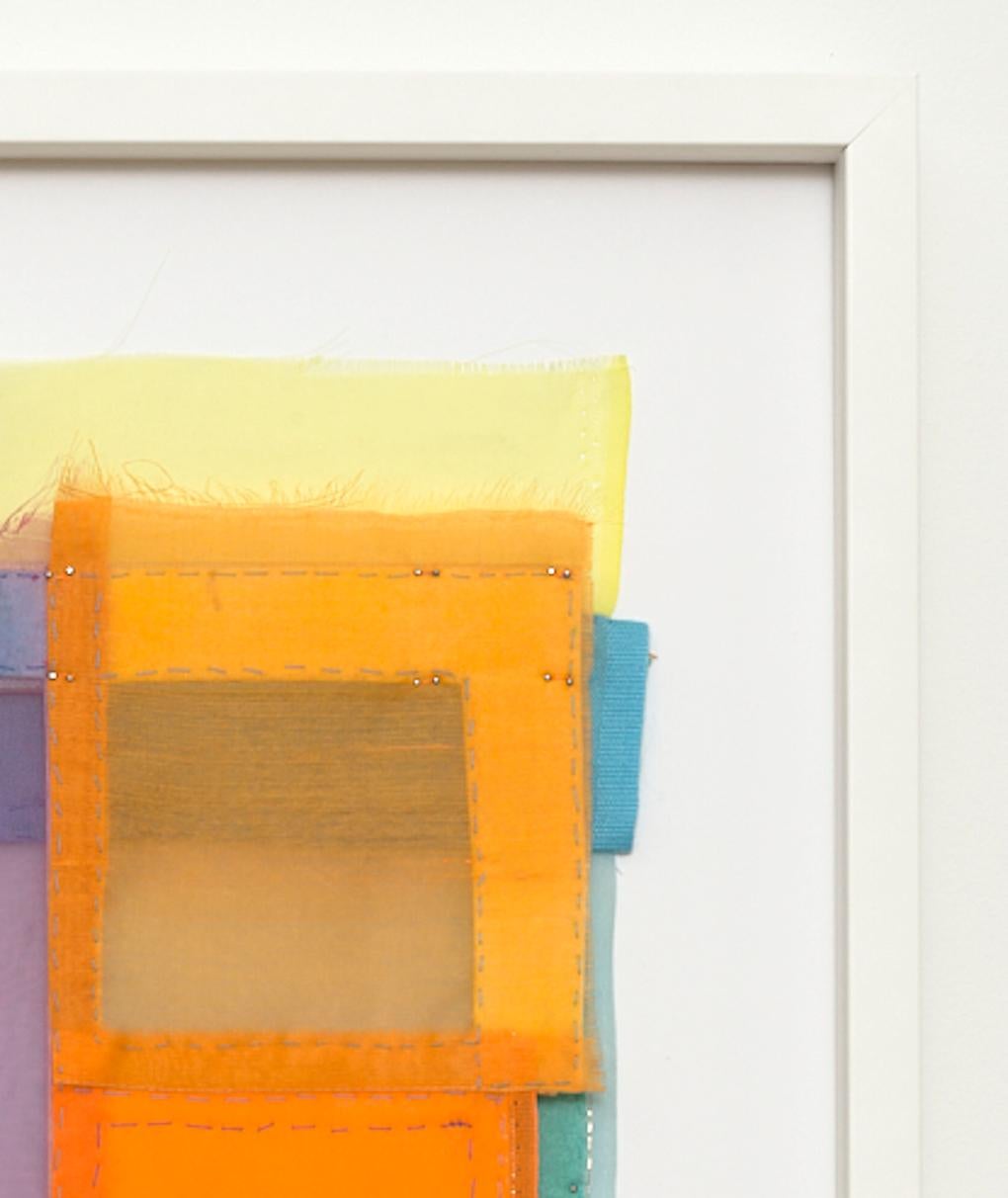Fuse, Modern Patchwork Textile Art in Bright Jewel-toned Layered Colors For Sale 5