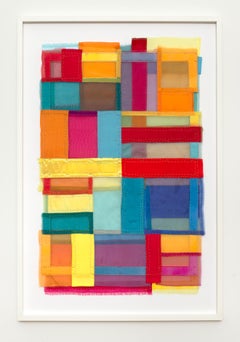 Fuse, Modern Patchwork Textile Art in Bright Jewel-toned Layered Colors