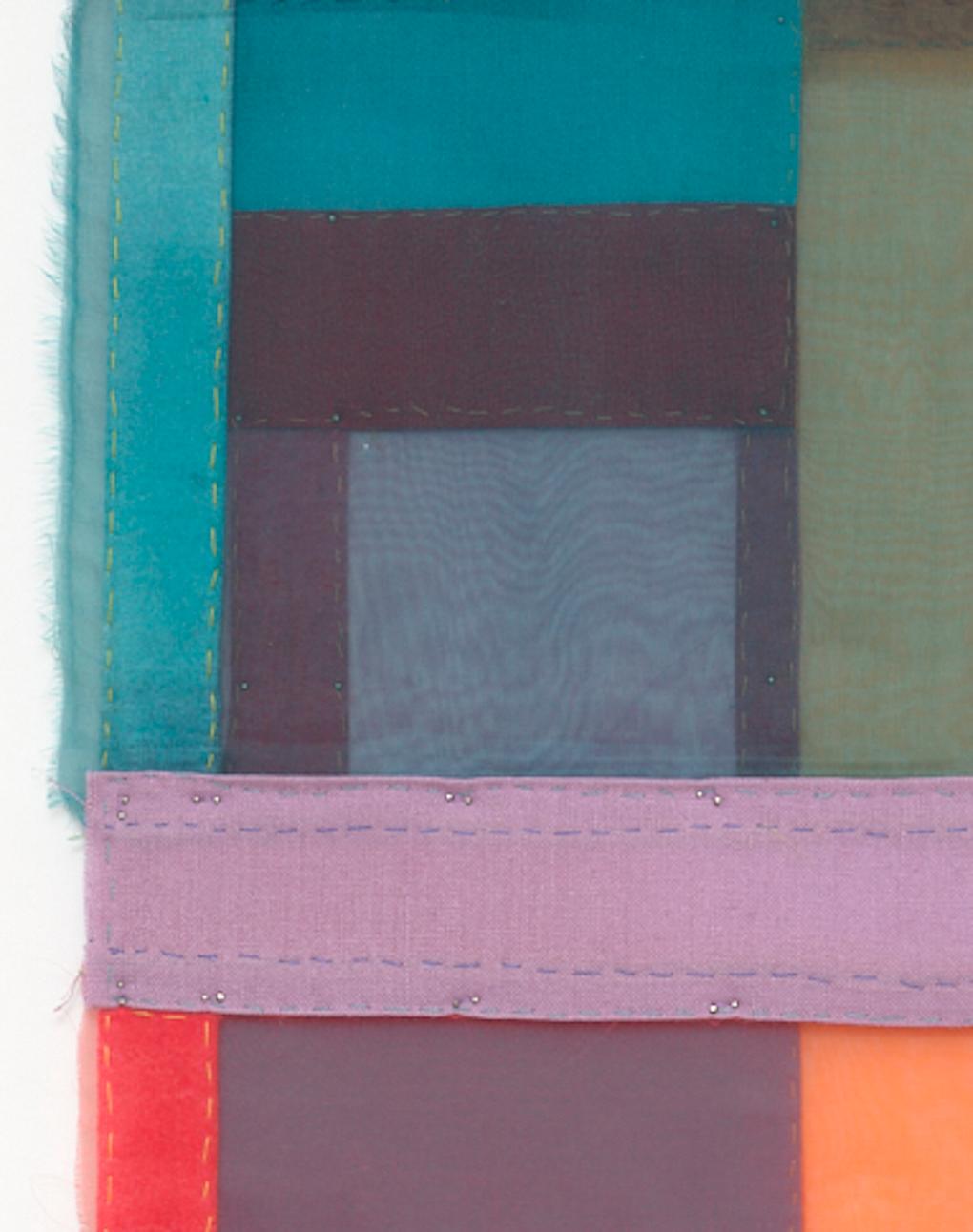 Park, Colorful Jewel-toned Abstract Textile Collage in Geometric Layers For Sale 4