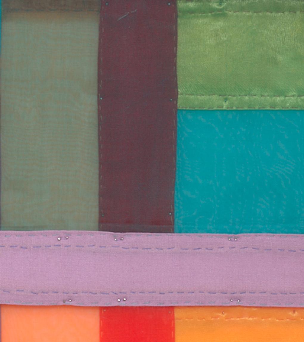 Park, Colorful Jewel-toned Abstract Textile Collage in Geometric Layers For Sale 5