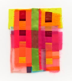 Chord, 2023, fabric, thread, pins, plastic, colorful abstract sculpture