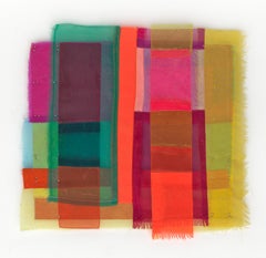 Pair, abstract colorful fabric collage, 2023