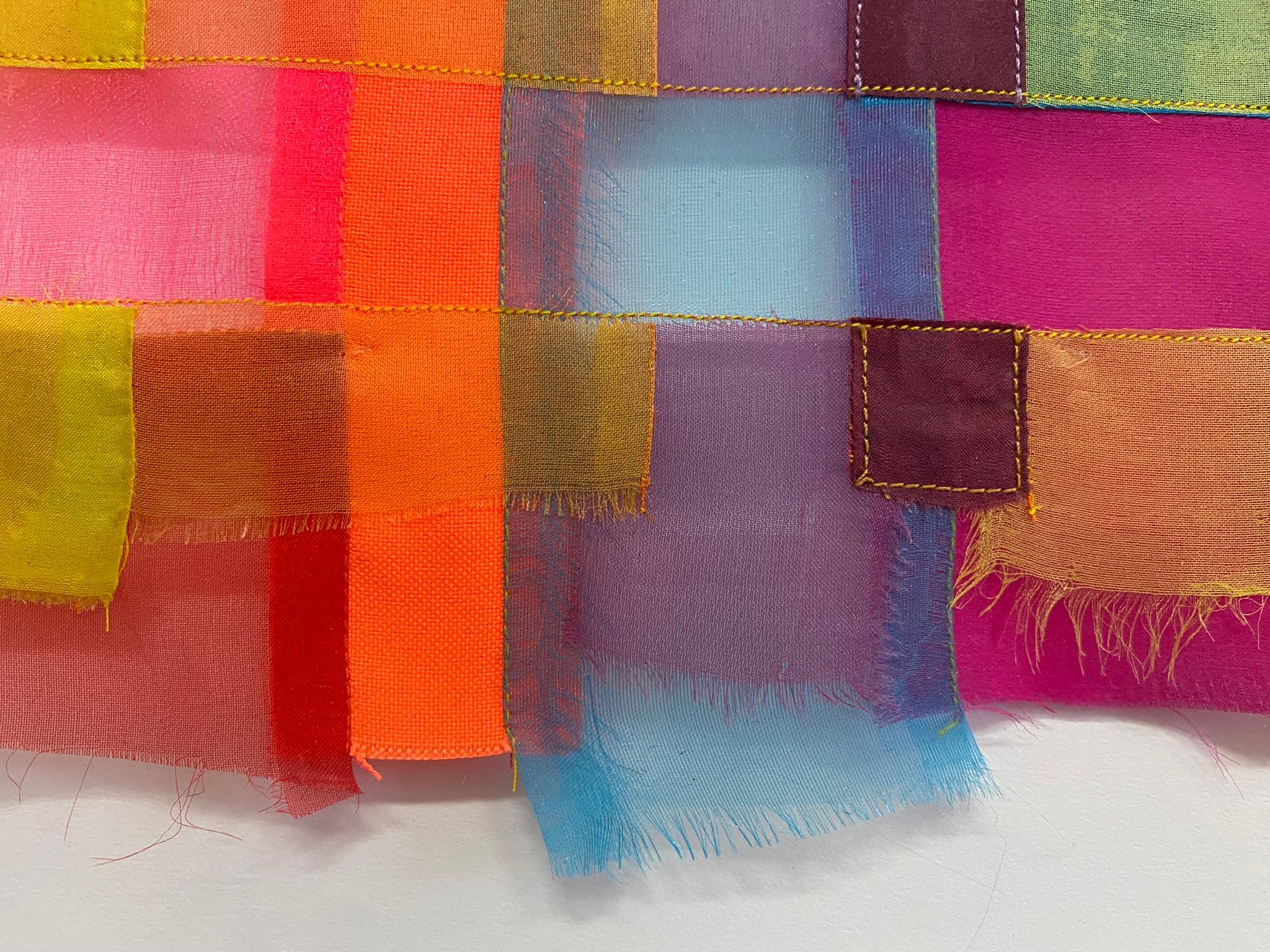 Untitled (0382), colorful abstract fabric sculpture - Beige Abstract Sculpture by Linda Schmidt