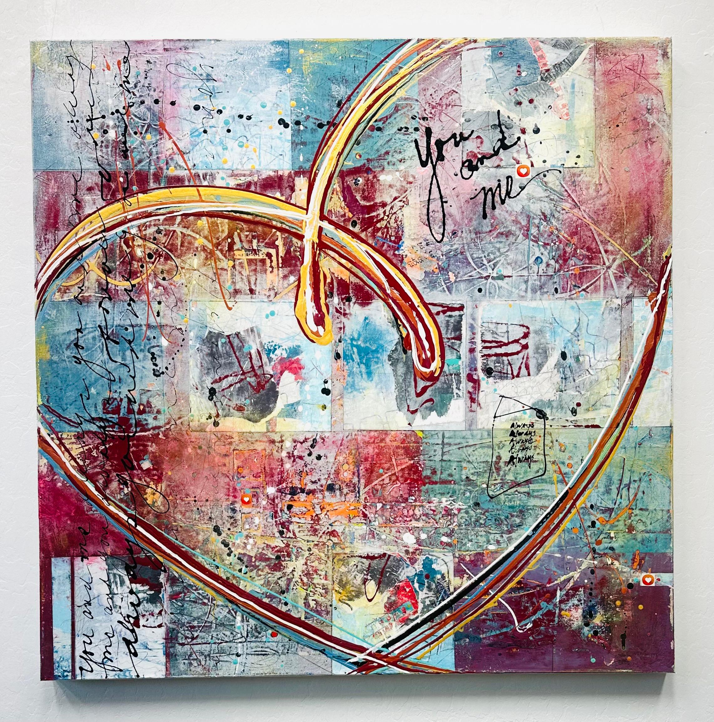 <p>Artist Comments<br>Artist Linda Shaffer demonstrates a contemporary abstraction of an expression of love. She layers and sands over fifty coats of paint and collaged paper in a vibrant image of a heart. 