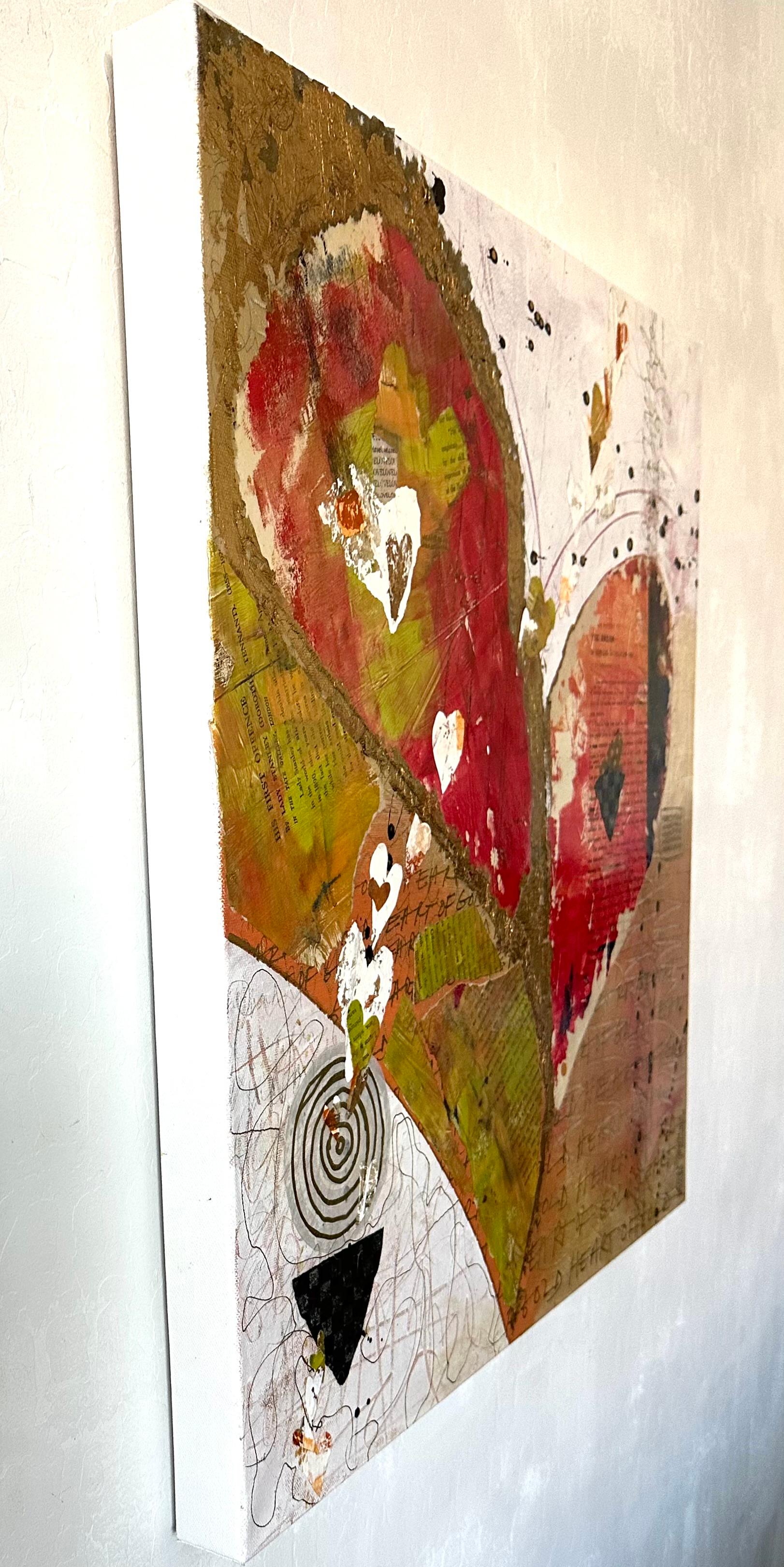 Cuori d'oro, Pittura astratta - Mixed Media Art Astratto di Linda Shaffer