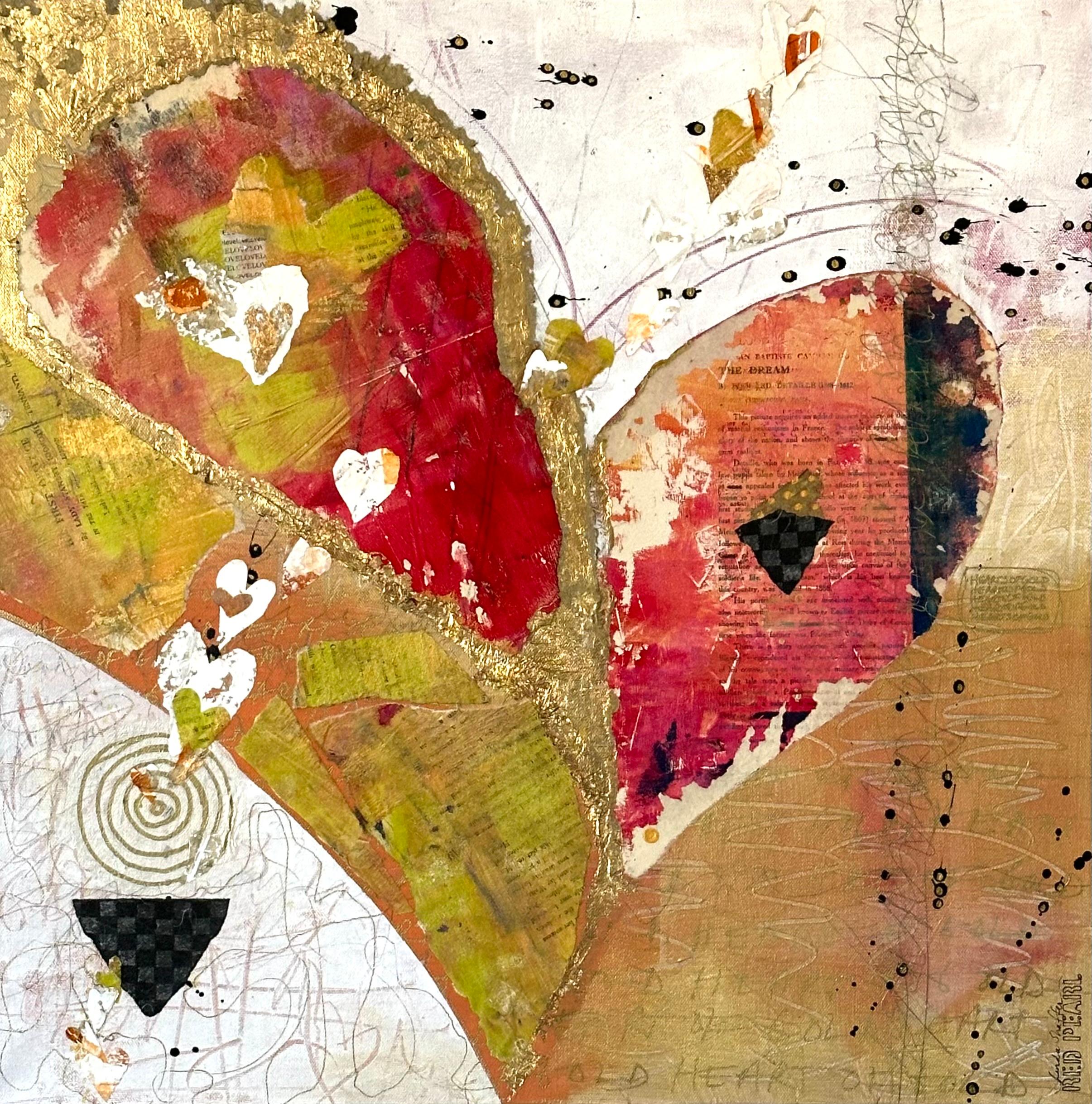 Cuori d'oro, Pittura astratta - Mixed Media Art di Linda Shaffer